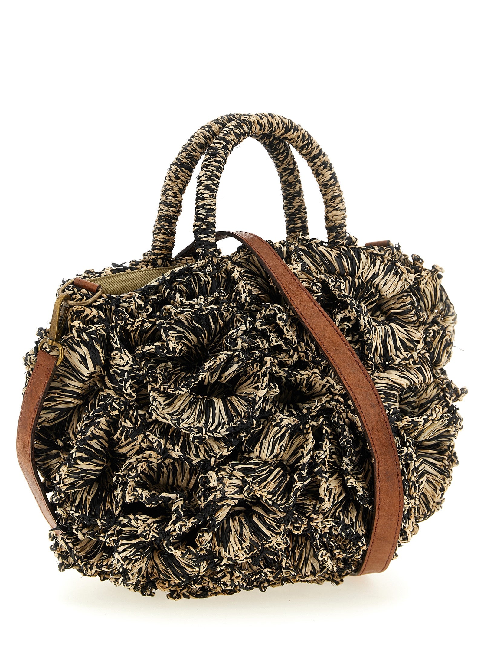 Ibeliv Zweifarbige Raffia-Handtasche