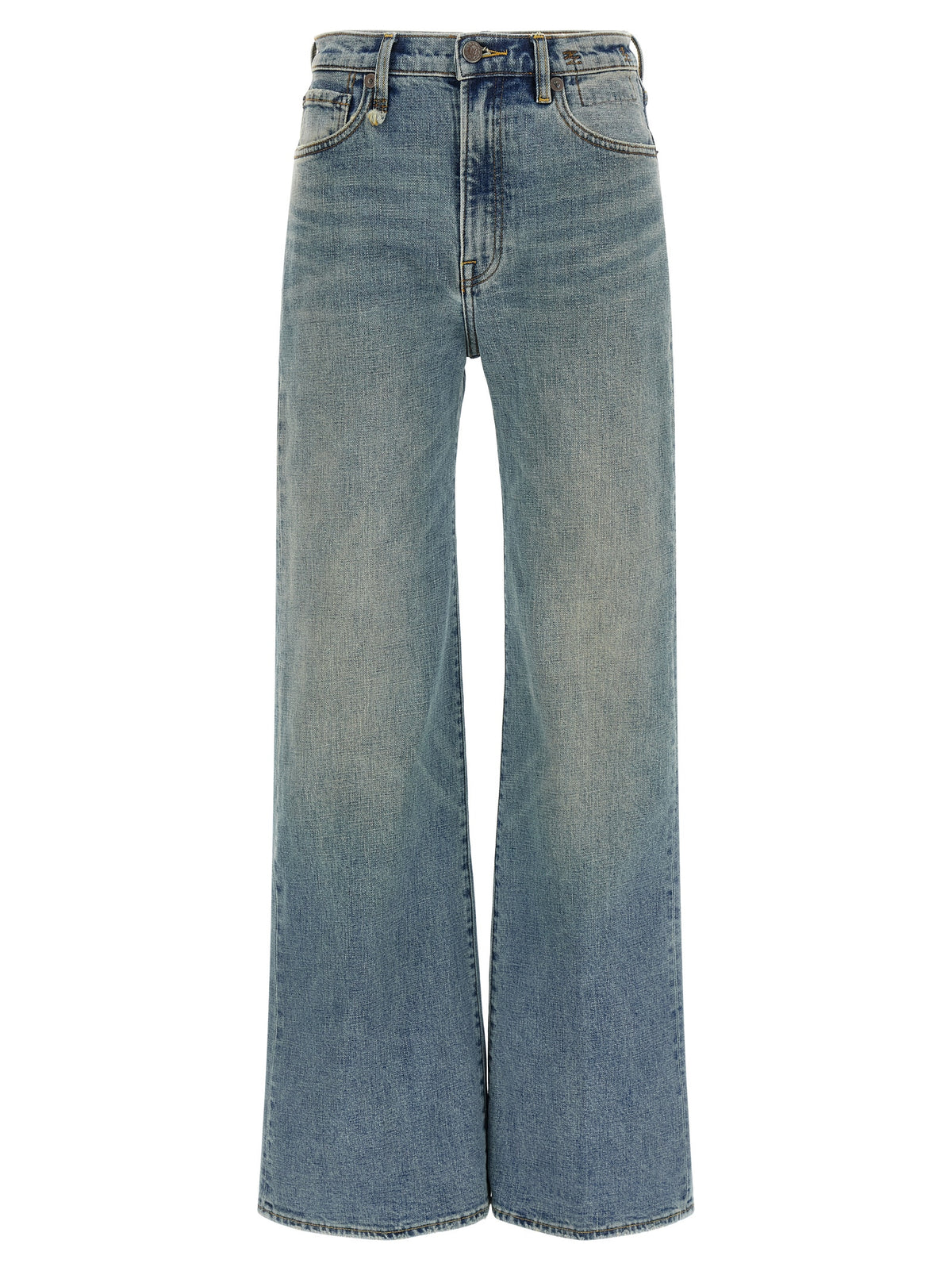 R13 Blaue Baumwoll-Jeans mit ausgestelltem Bein