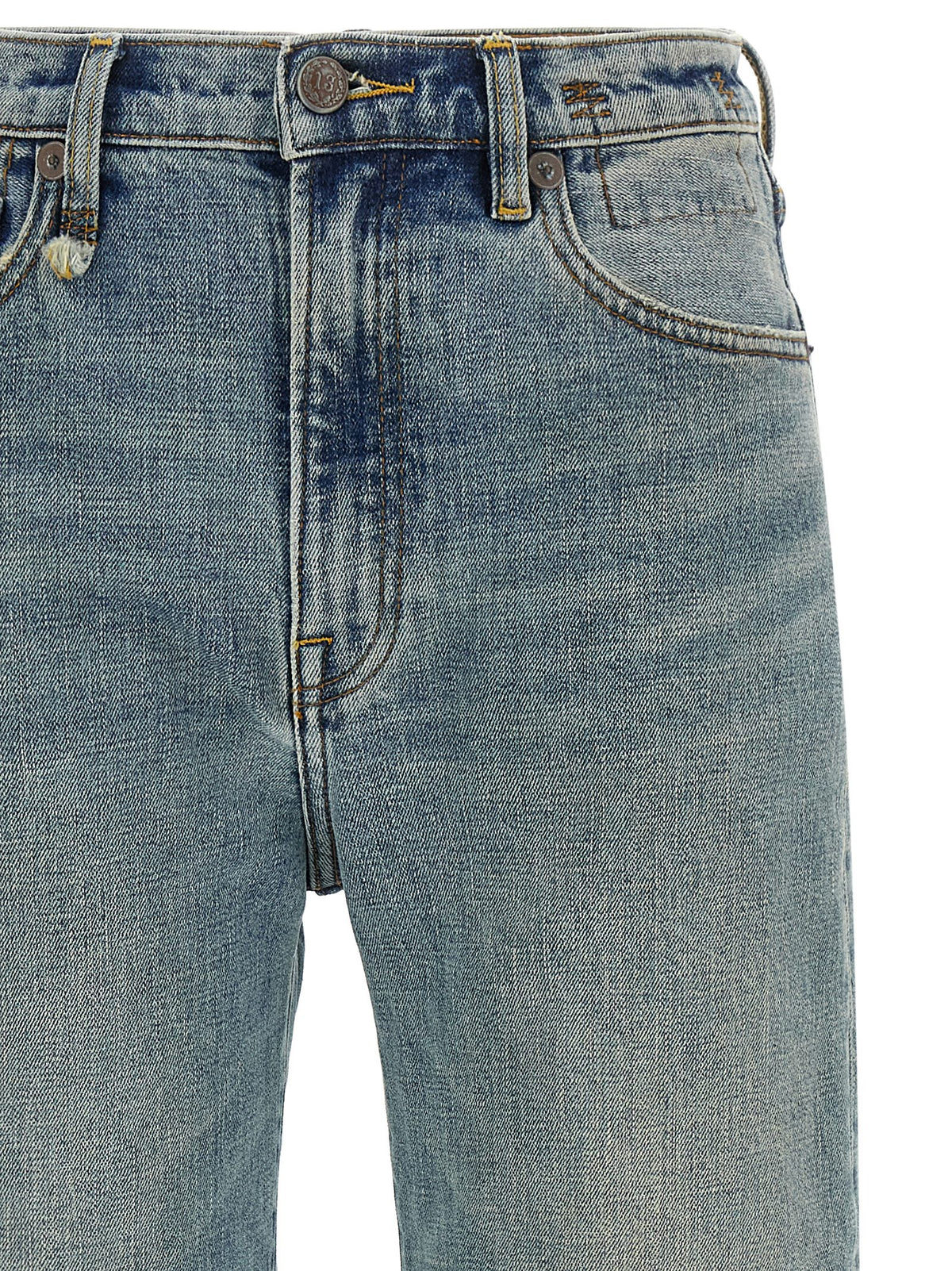 R13 Blaue Baumwoll-Jeans mit ausgestelltem Bein