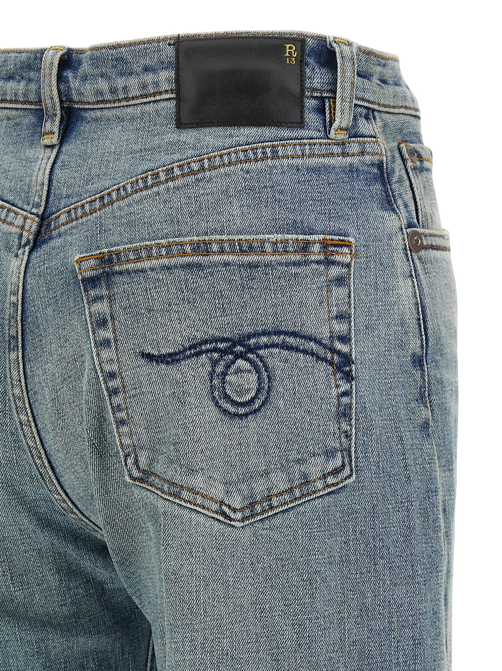 R13 Blaue Baumwoll-Jeans mit ausgestelltem Bein