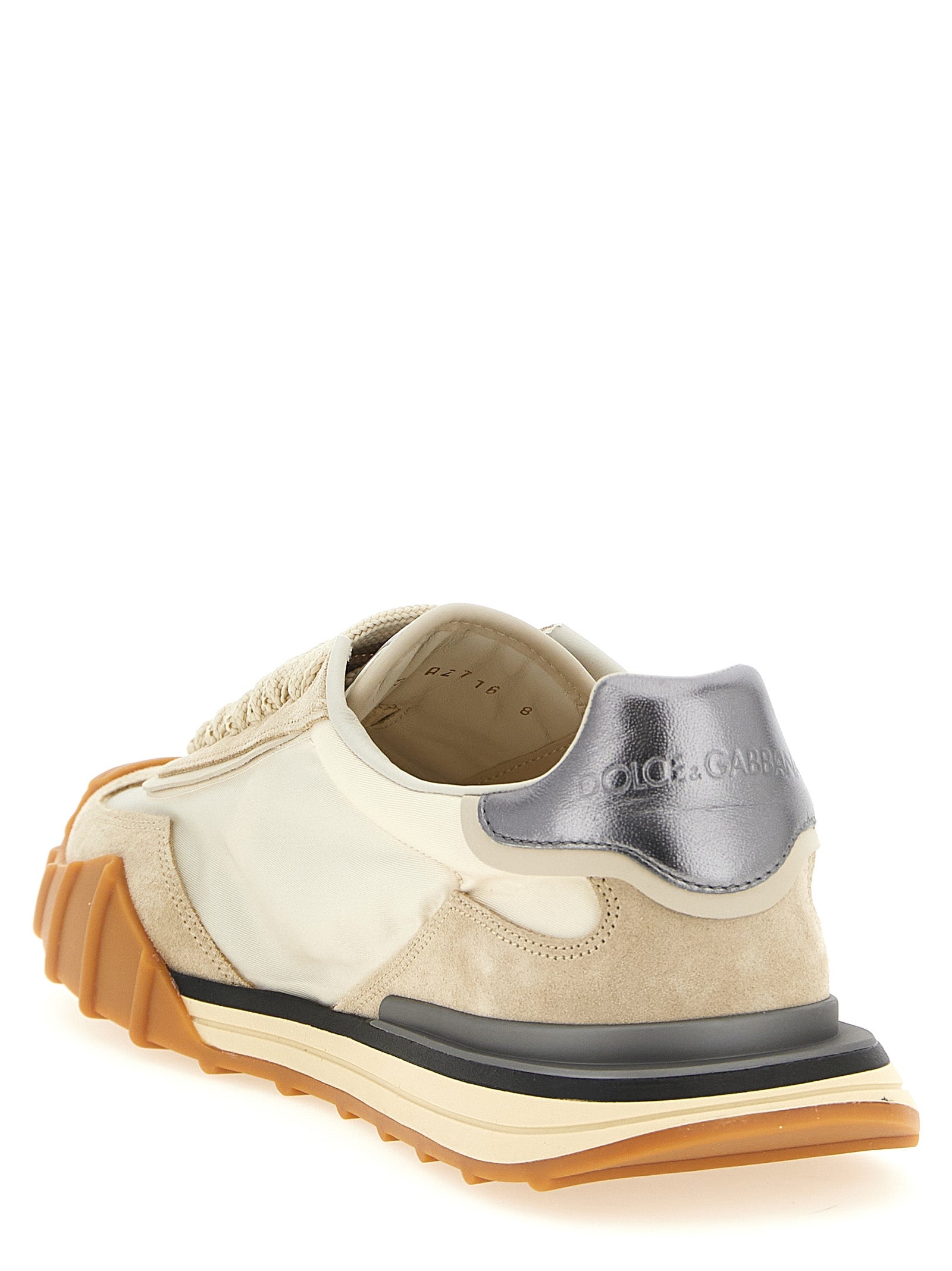 Dolce & Gabbana Silberne Kalbsleder-Sneaker im Athletic-Stil