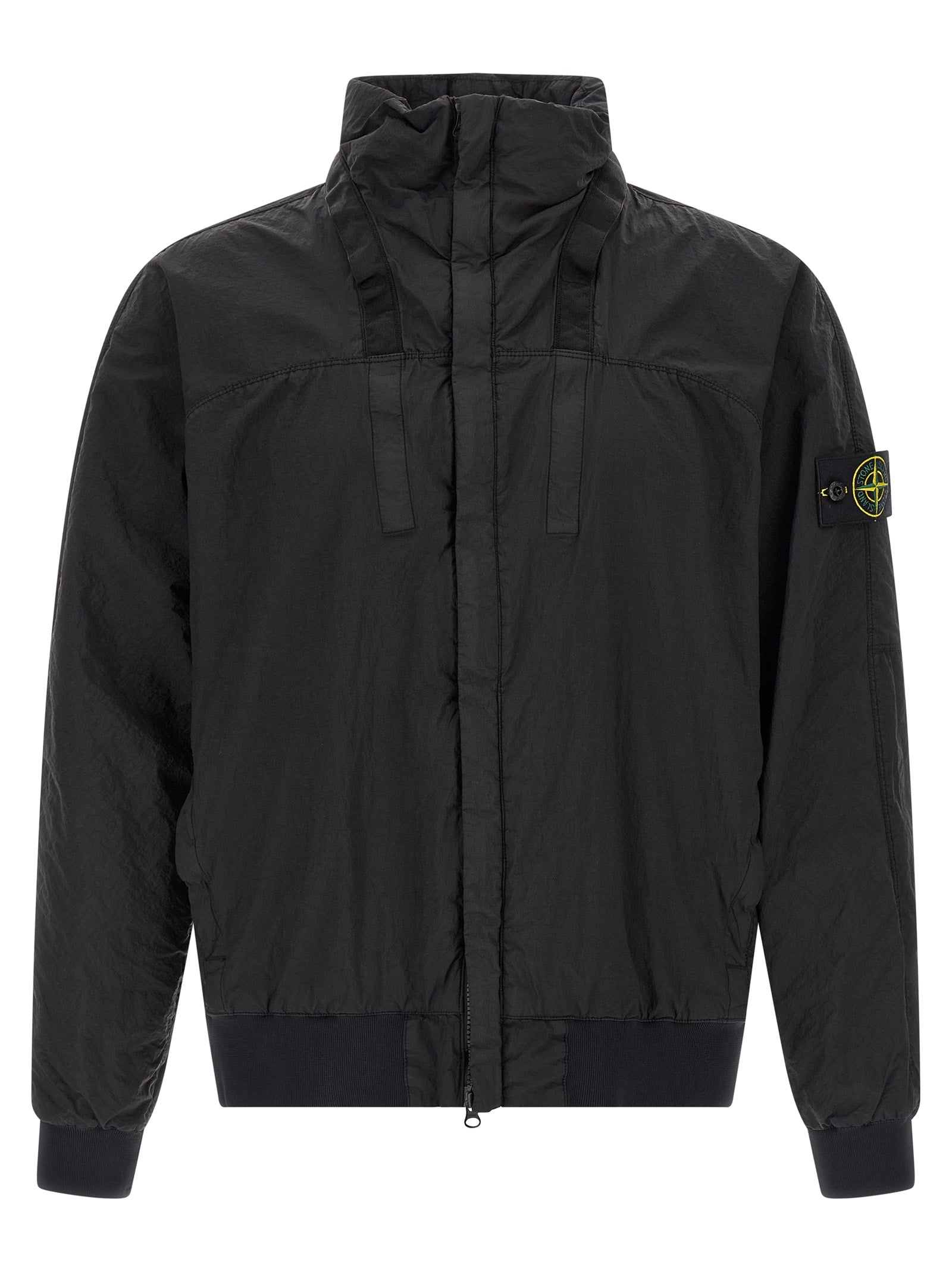 Stone Island Schwarzer Bomber aus Polyamid