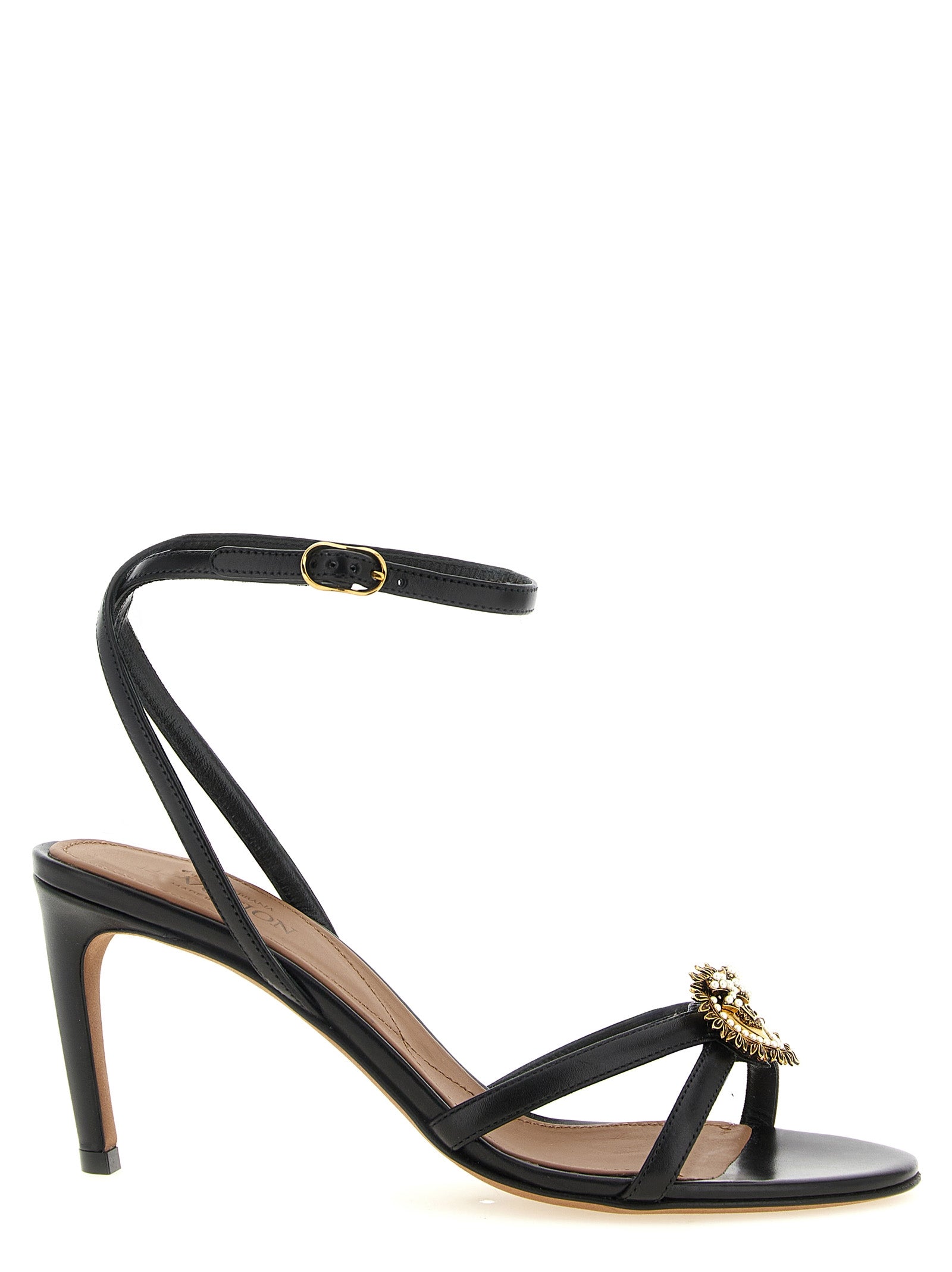 Dolce & Gabbana Schwarze Stiletto-Sandalen aus Kalbsleder