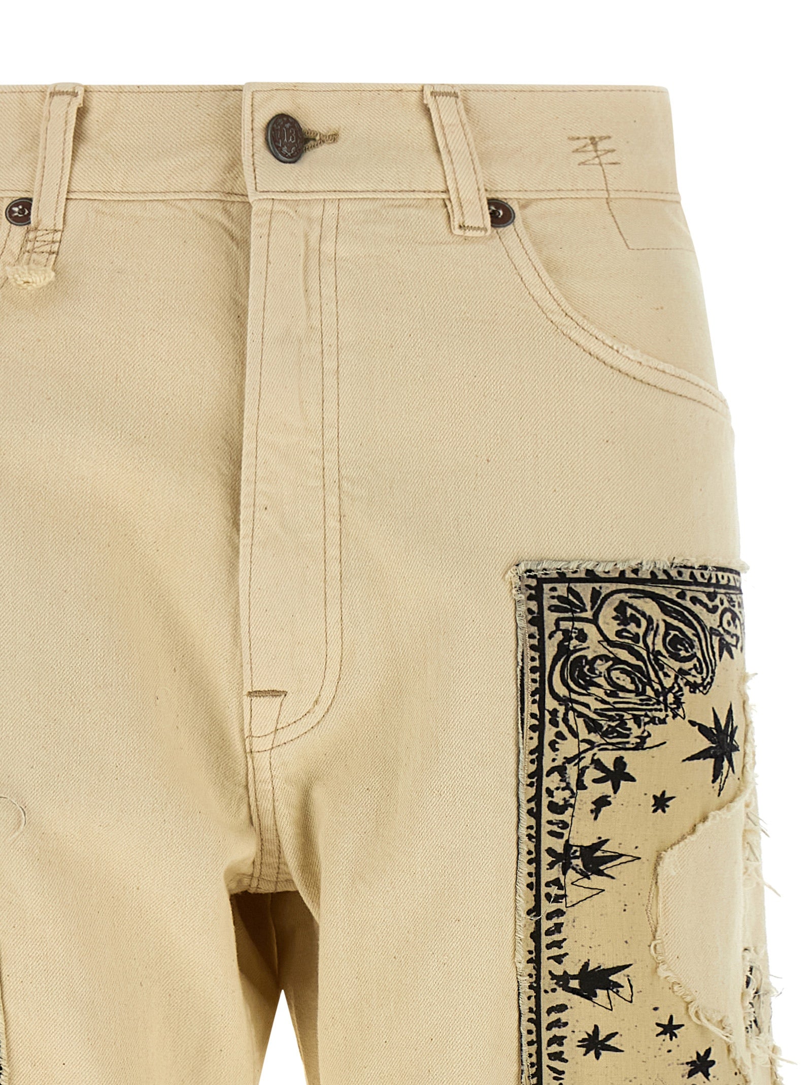 R13 Beige Cotton Straight-Leg Jeans