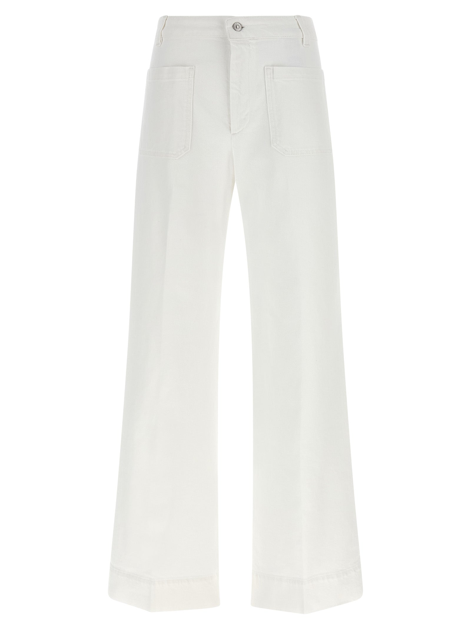 Victoria Beckham Weiße Baumwoll-Schlagjeans