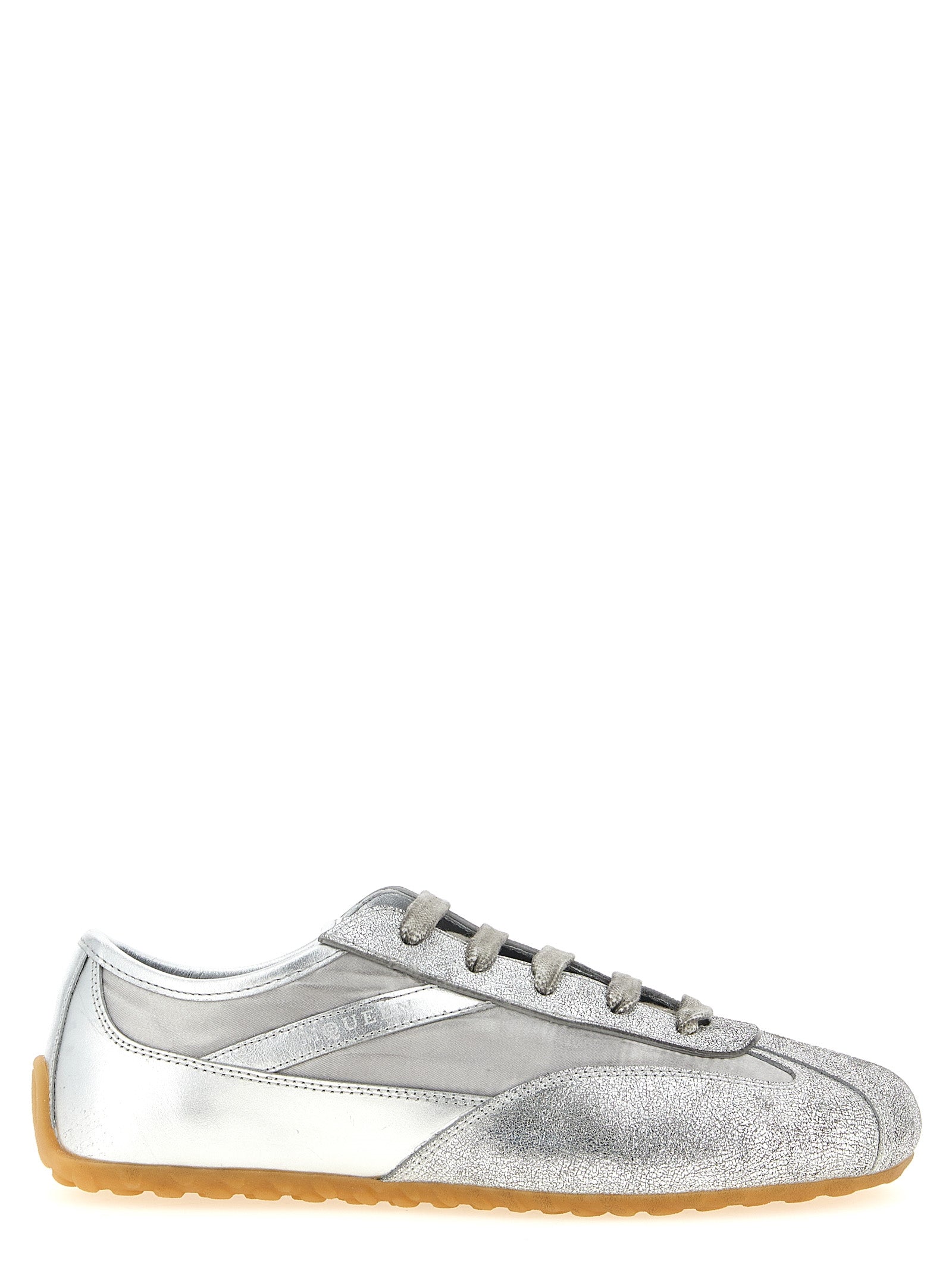 Alexander McQueen Silberne Leder-Sneaker im Athletic-Look