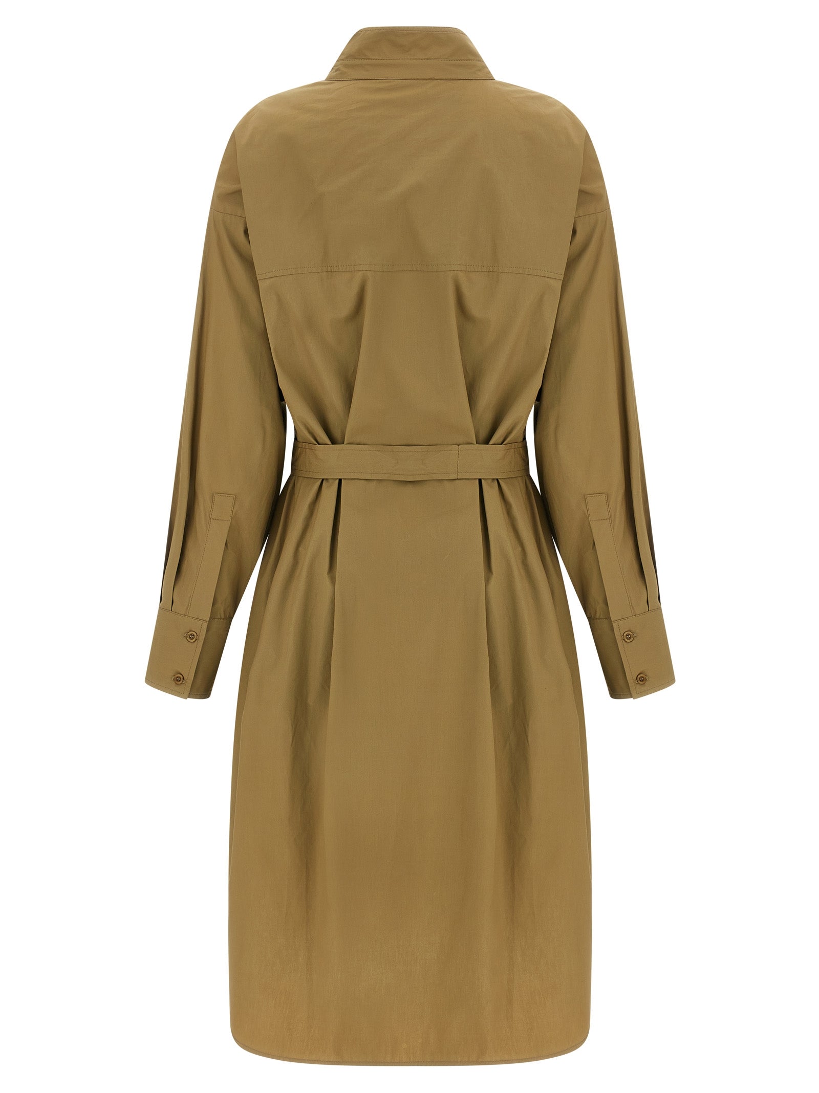 NUDE Braunes Baumwoll-Midikleid