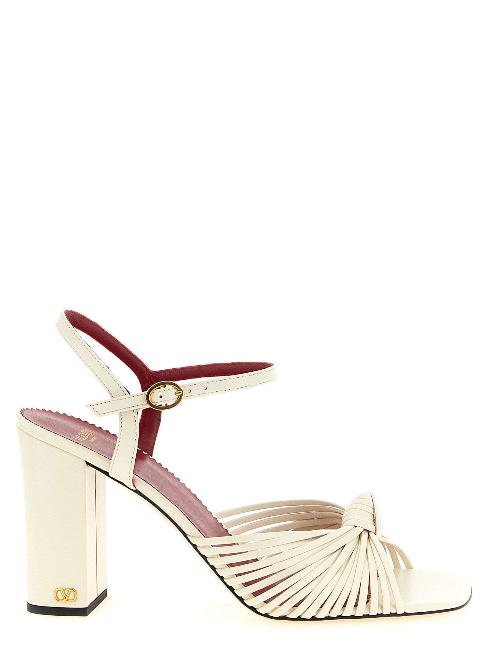 Valentino Garavani Weiße Stiletto-Sandalen aus Ziegenleder