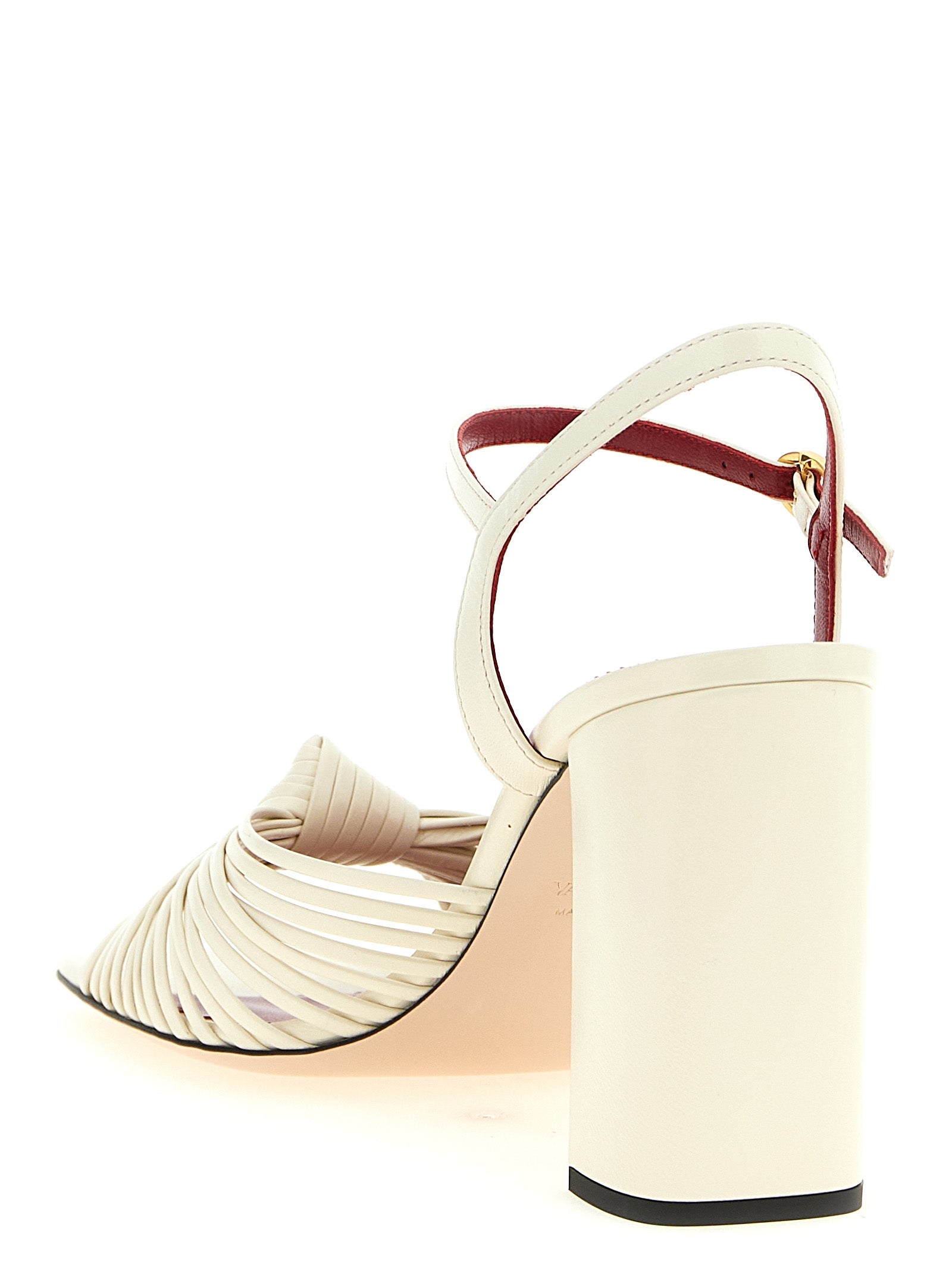 Valentino Garavani Weiße Stiletto-Sandalen aus Ziegenleder