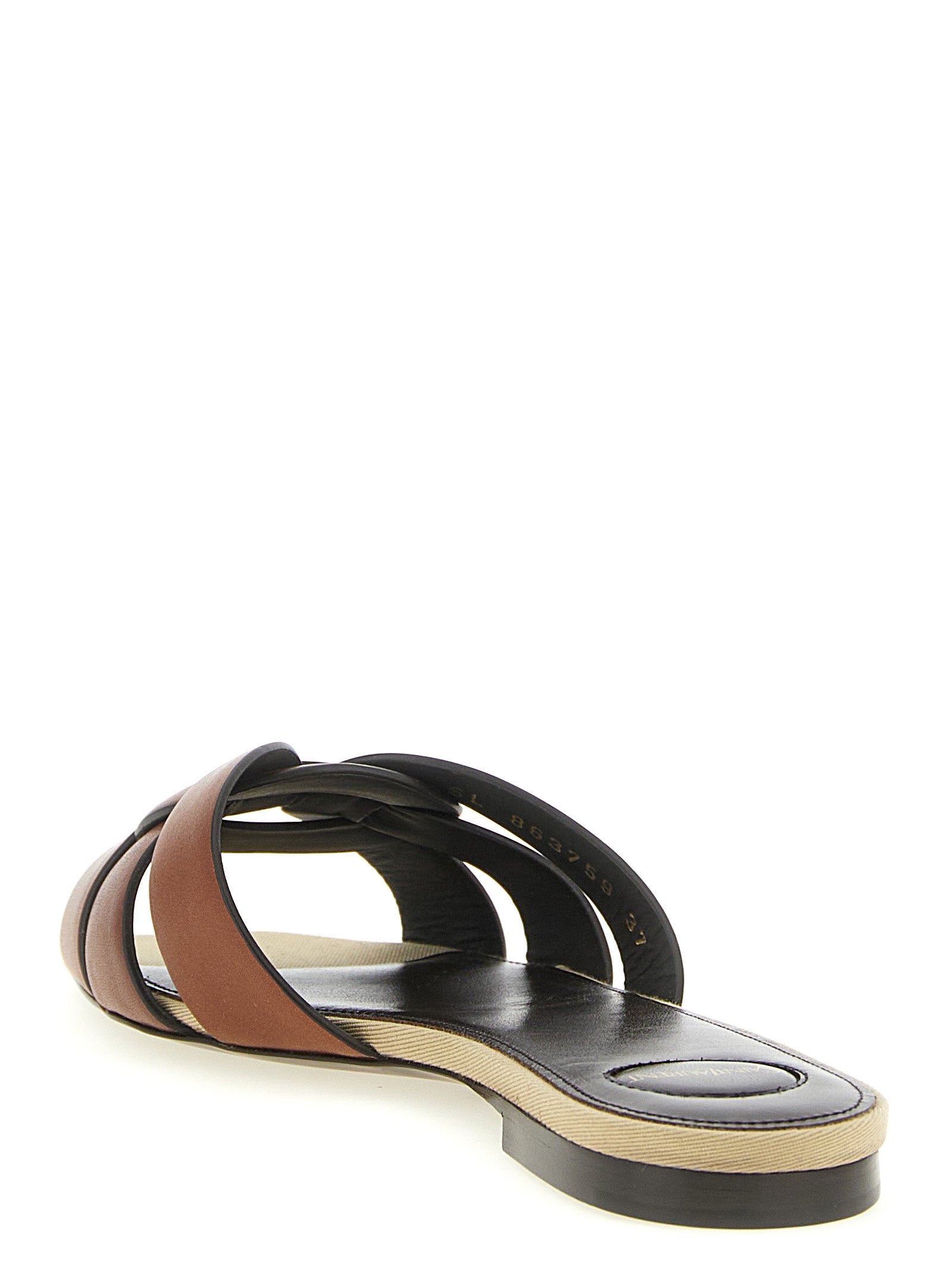 Saint Laurent Braune Kalbsleder-Slipper