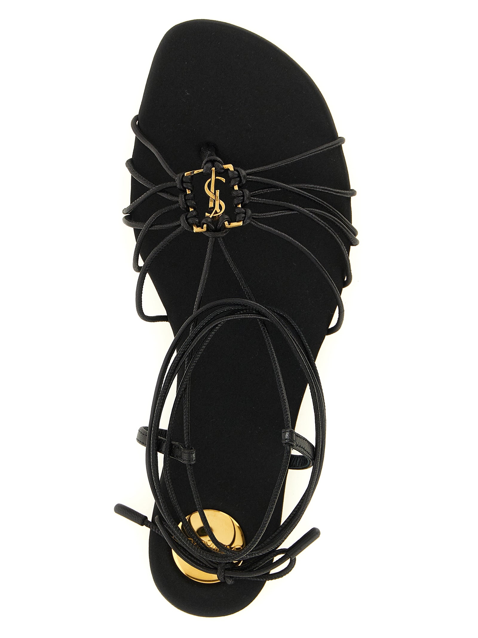 Saint Laurent Schwarze Lammleder-Sandalen