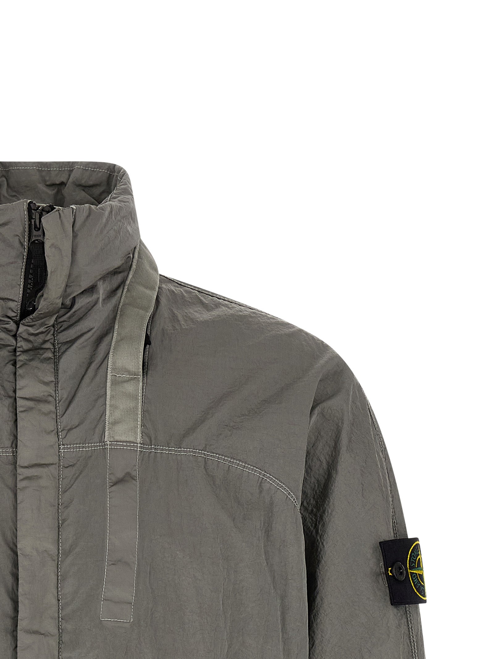 Stone Island Grauer Bomber aus Polyamid