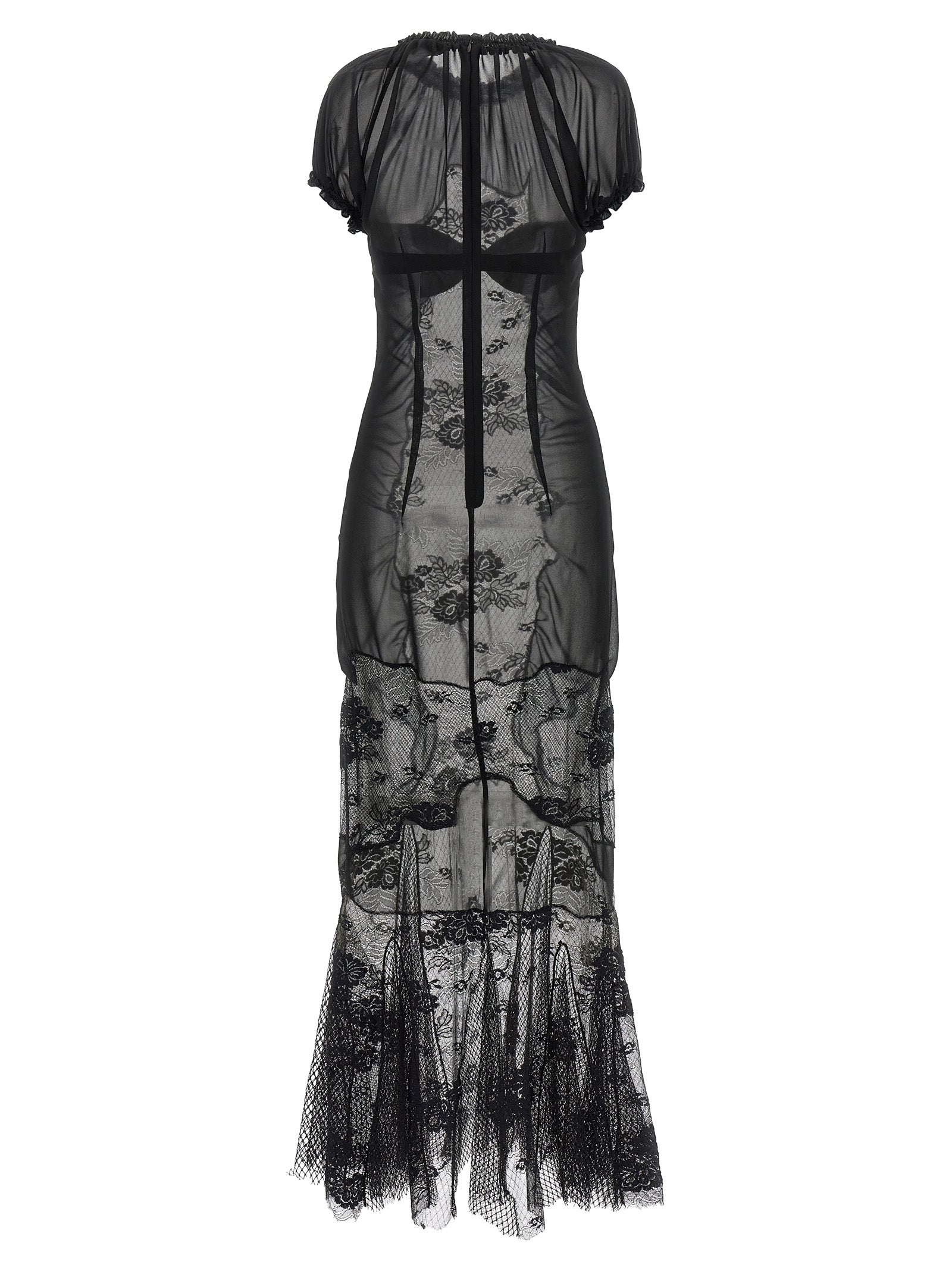 The Attico Schwarzes Baumwoll-Midikleid