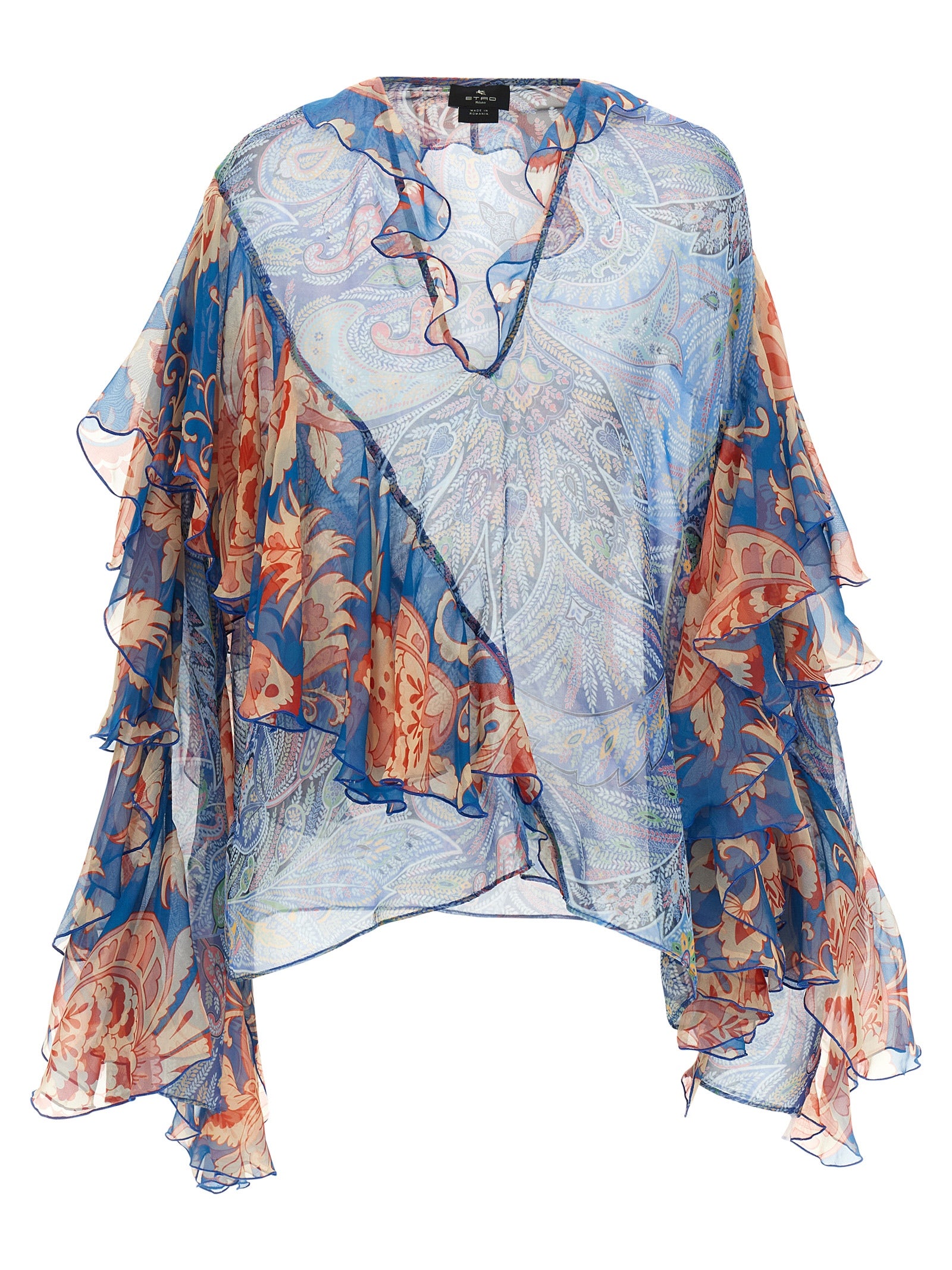 Etro Blaue Seidenbluse