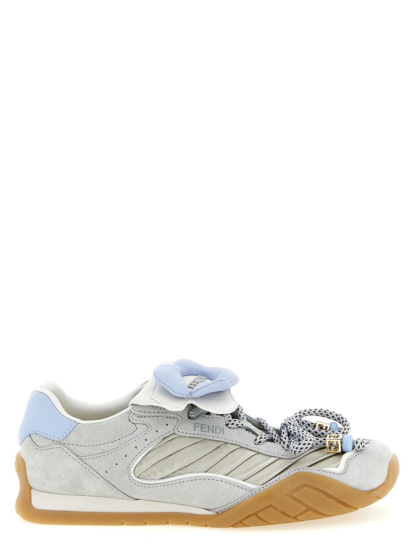 Fendi Graue Kalbsleder-Sneaker im Athletic-Stil