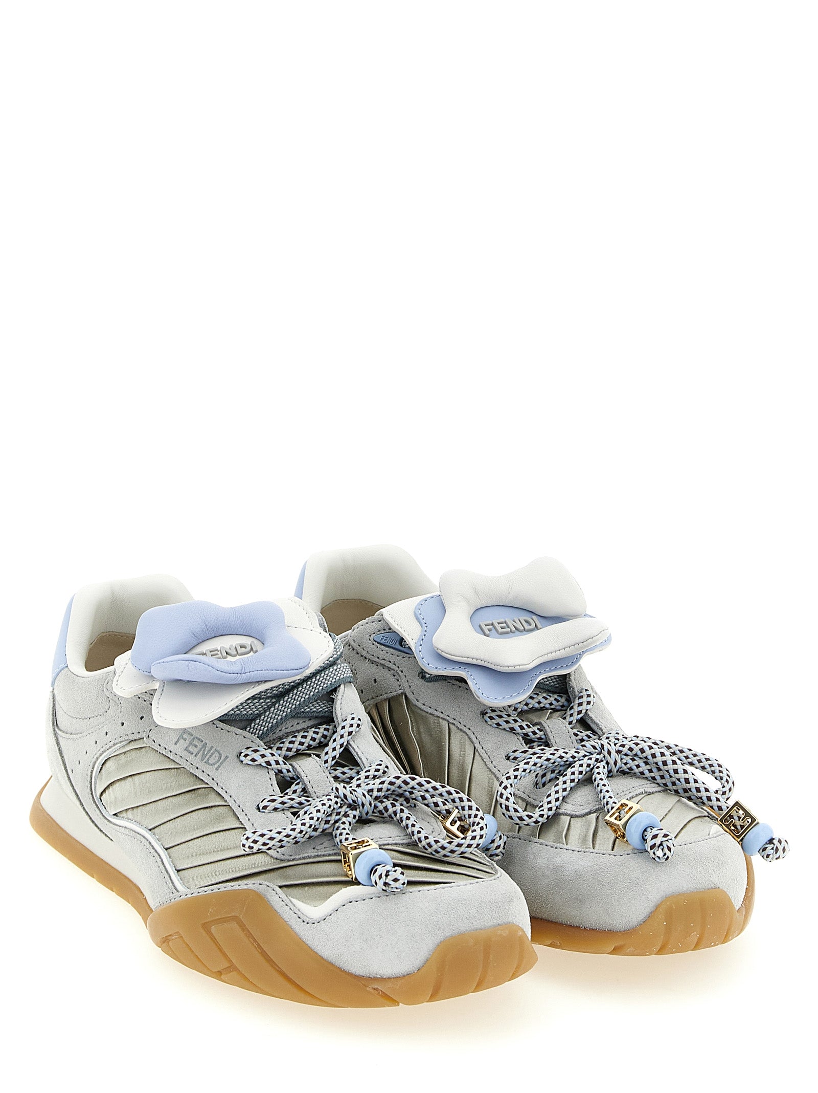 Fendi Graue Kalbsleder-Sneaker im Athletic-Stil