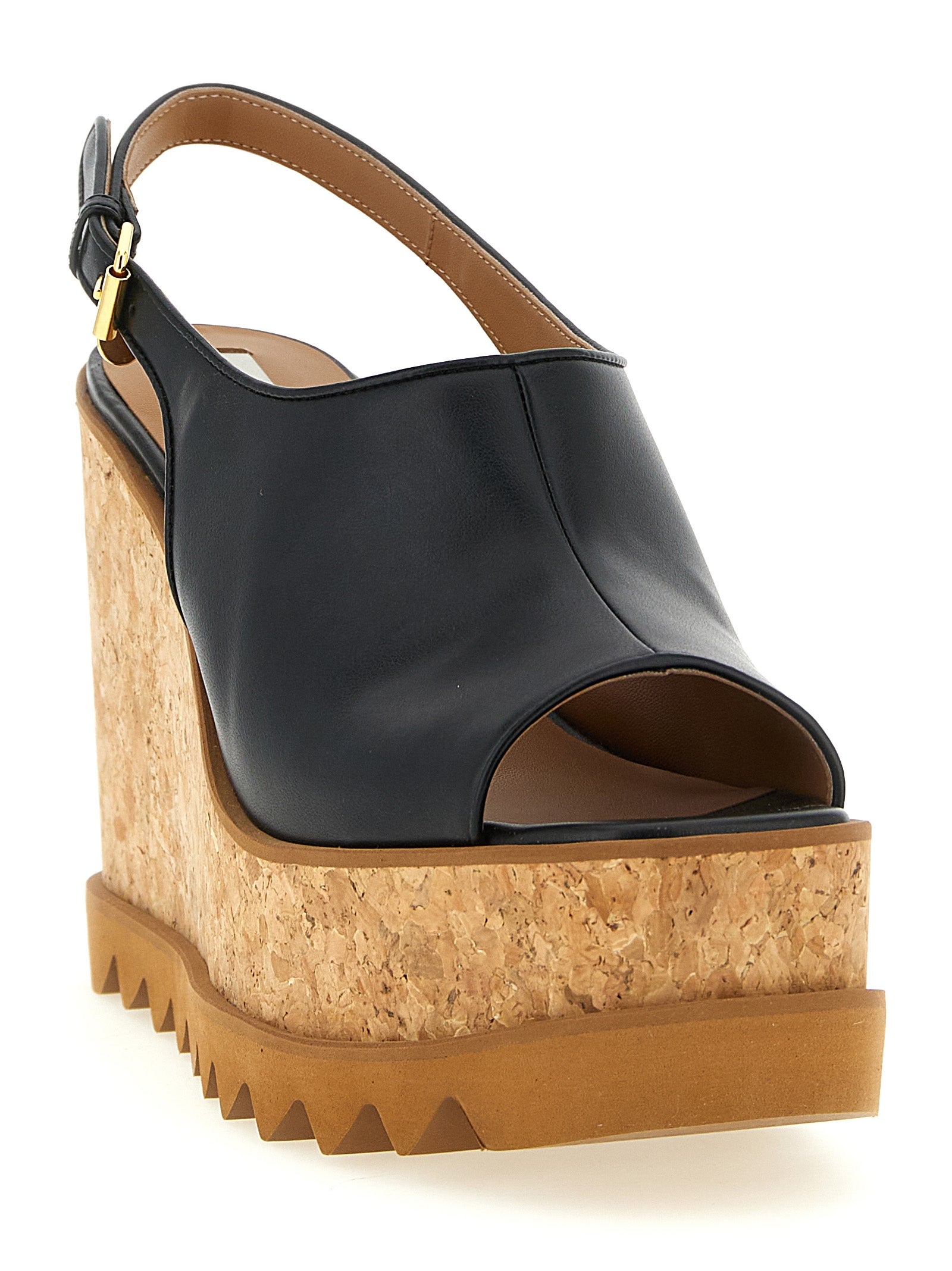 Stella McCartney Schwarze Keilsandalen aus Polyurethan