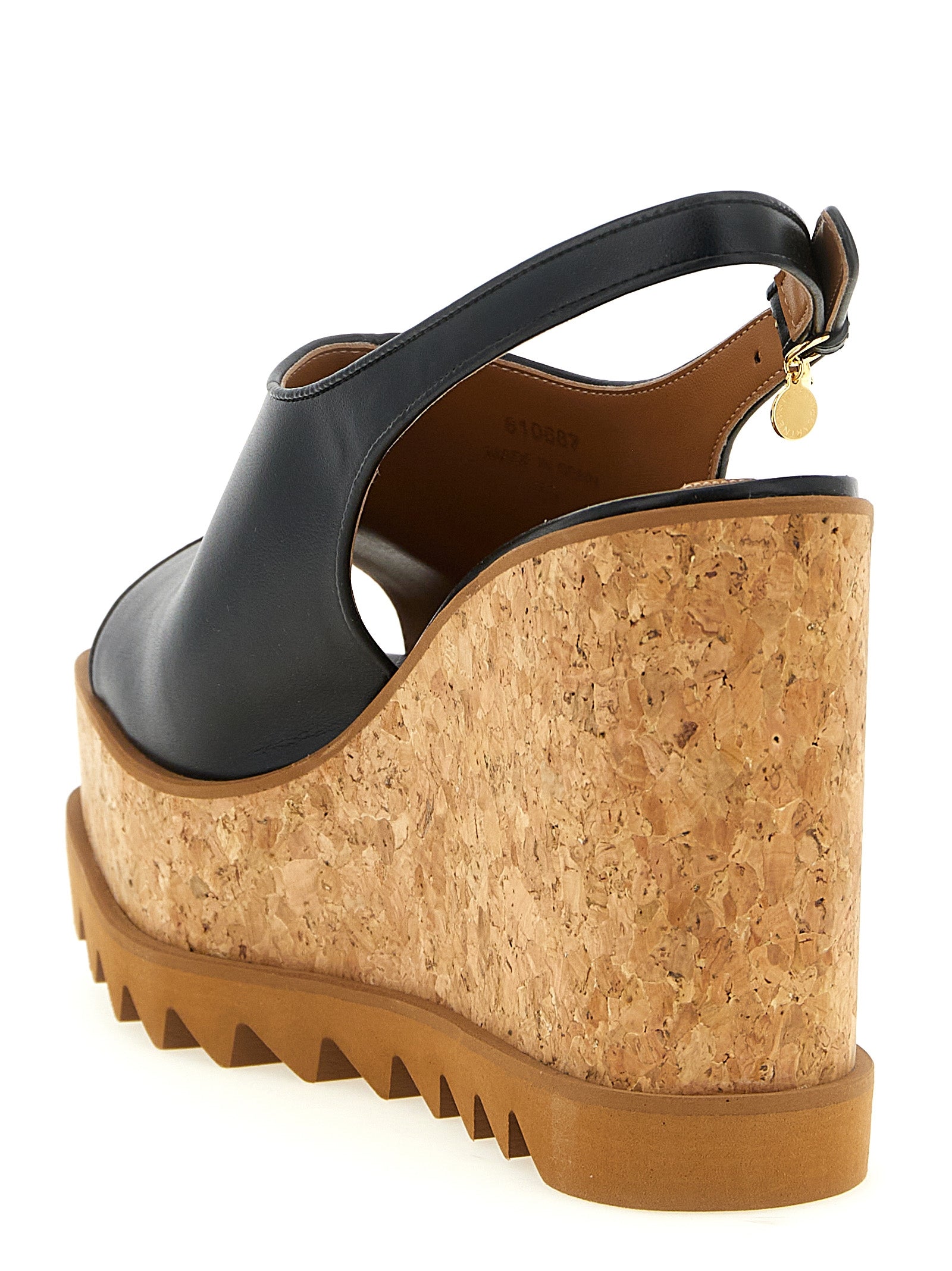 Stella McCartney Schwarze Keilsandalen aus Polyurethan