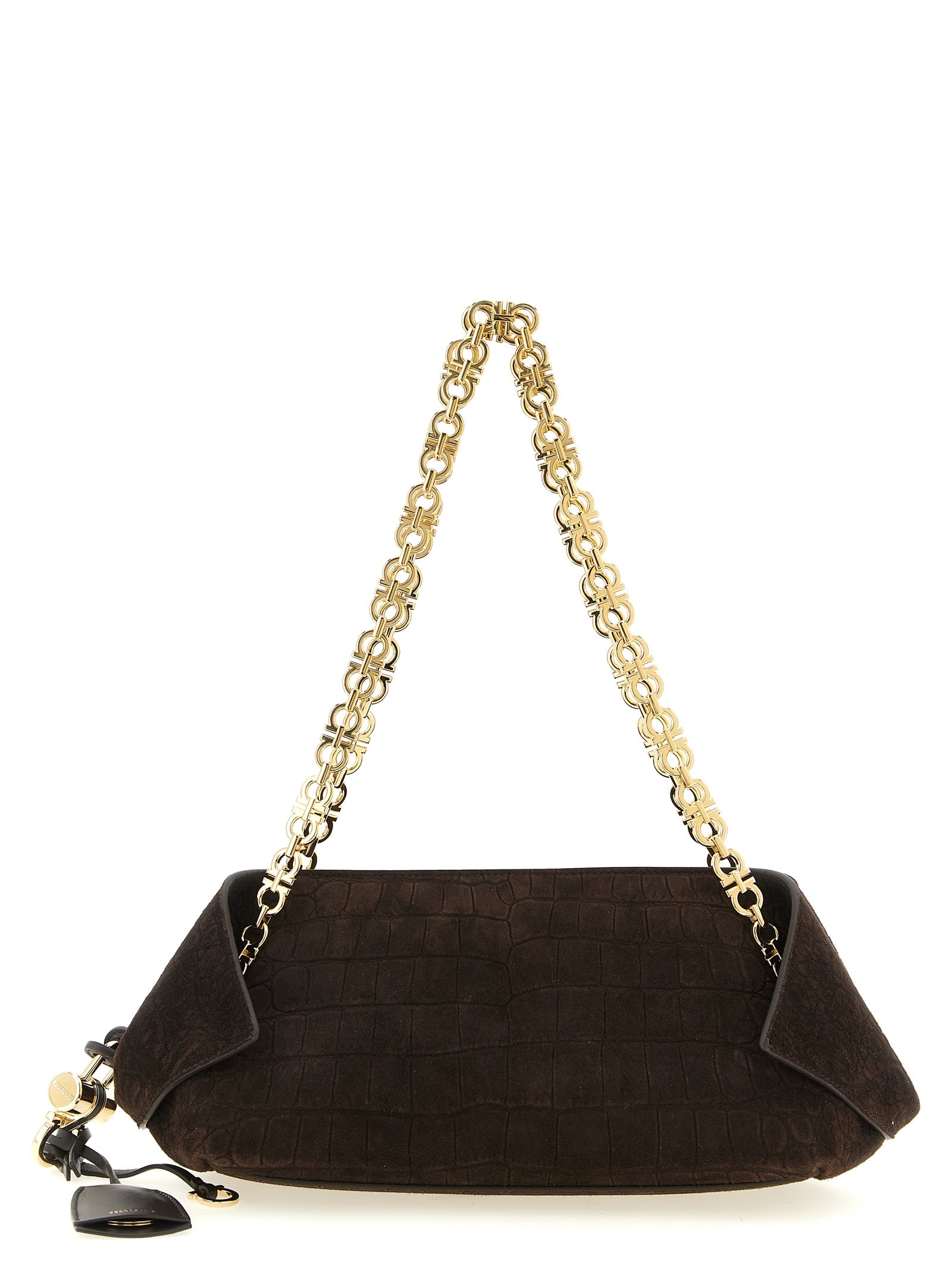 Ferragamo Braune Ziegenleder-Schultertasche