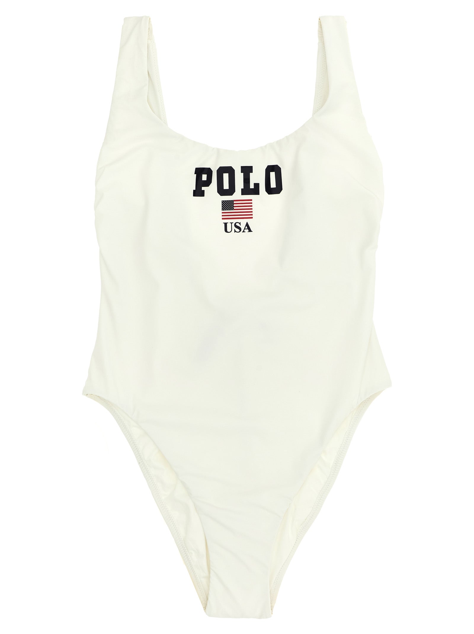 Polo Ralph Lauren Weißer Nylon-Badeanzug aus einem Stück