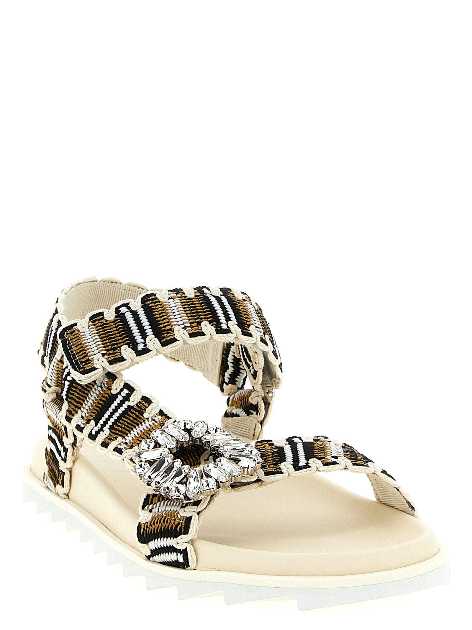 Roger Vivier Mehrfarbige flache Sandalen aus Polyester