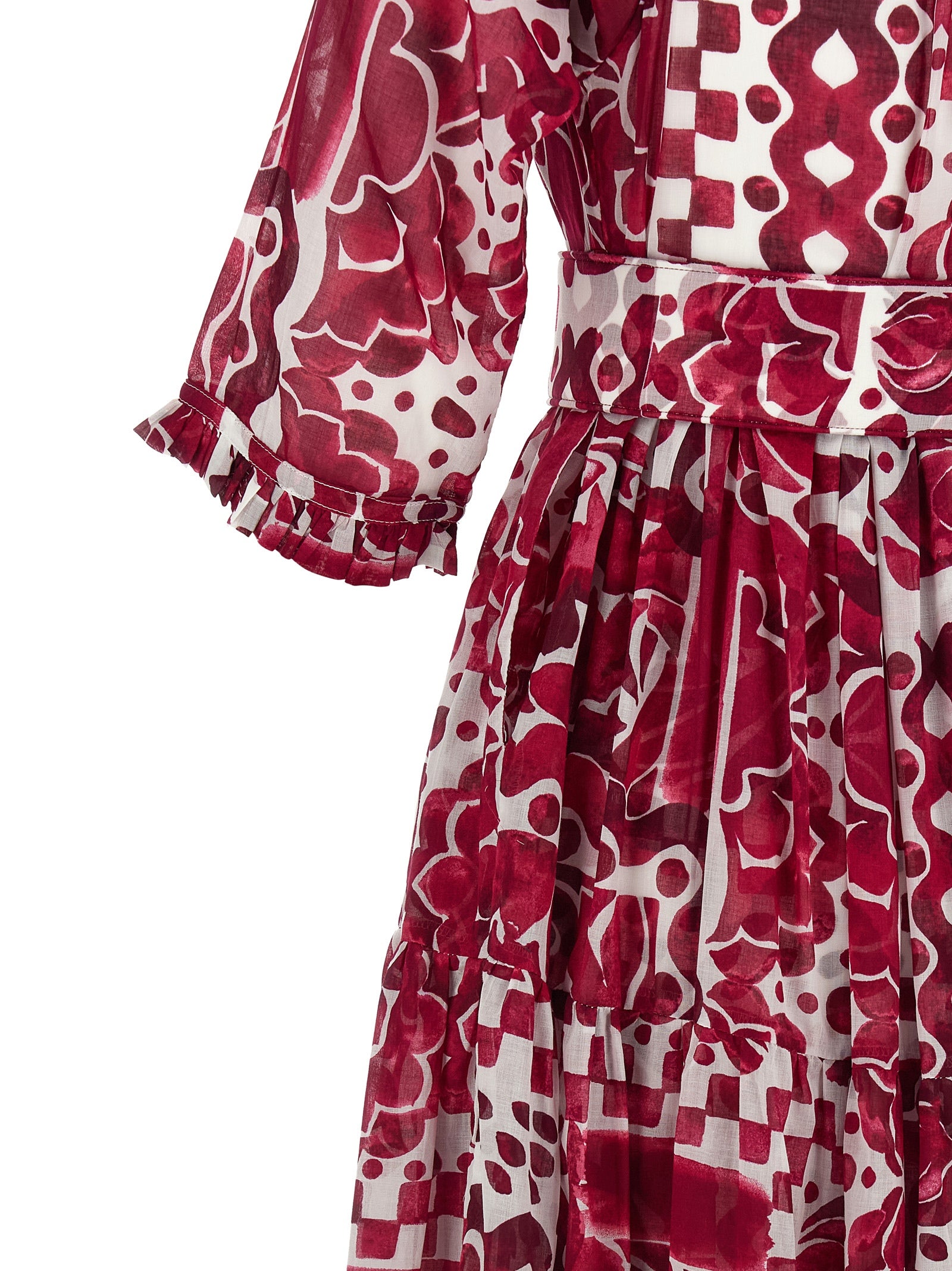 SAMANTHA SUNG Langes Fuchsia-Kleid aus Baumwolle