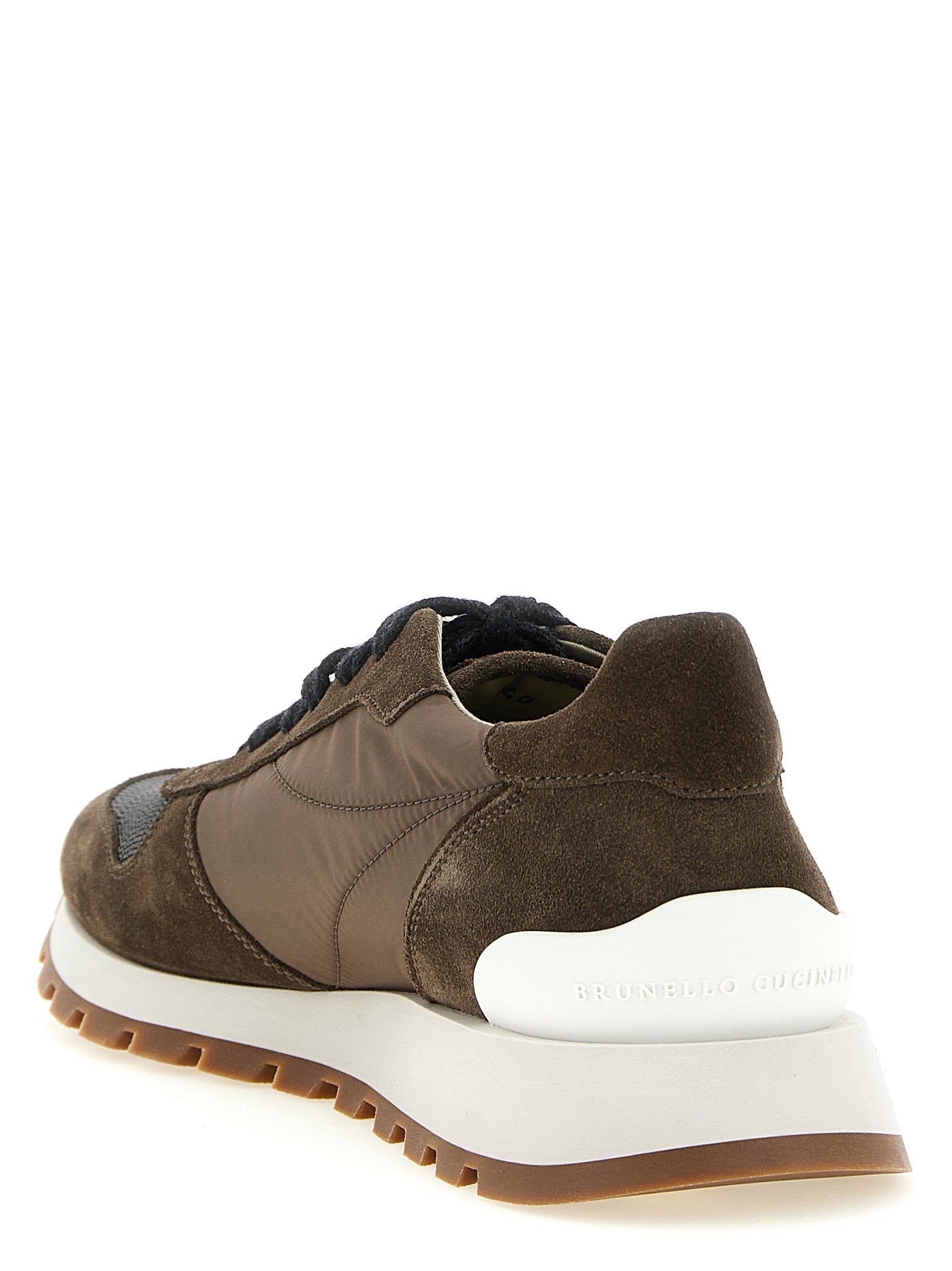 Brunello Cucinelli Zweifarbige Kalbsleder-Sneaker im Athletic-Stil