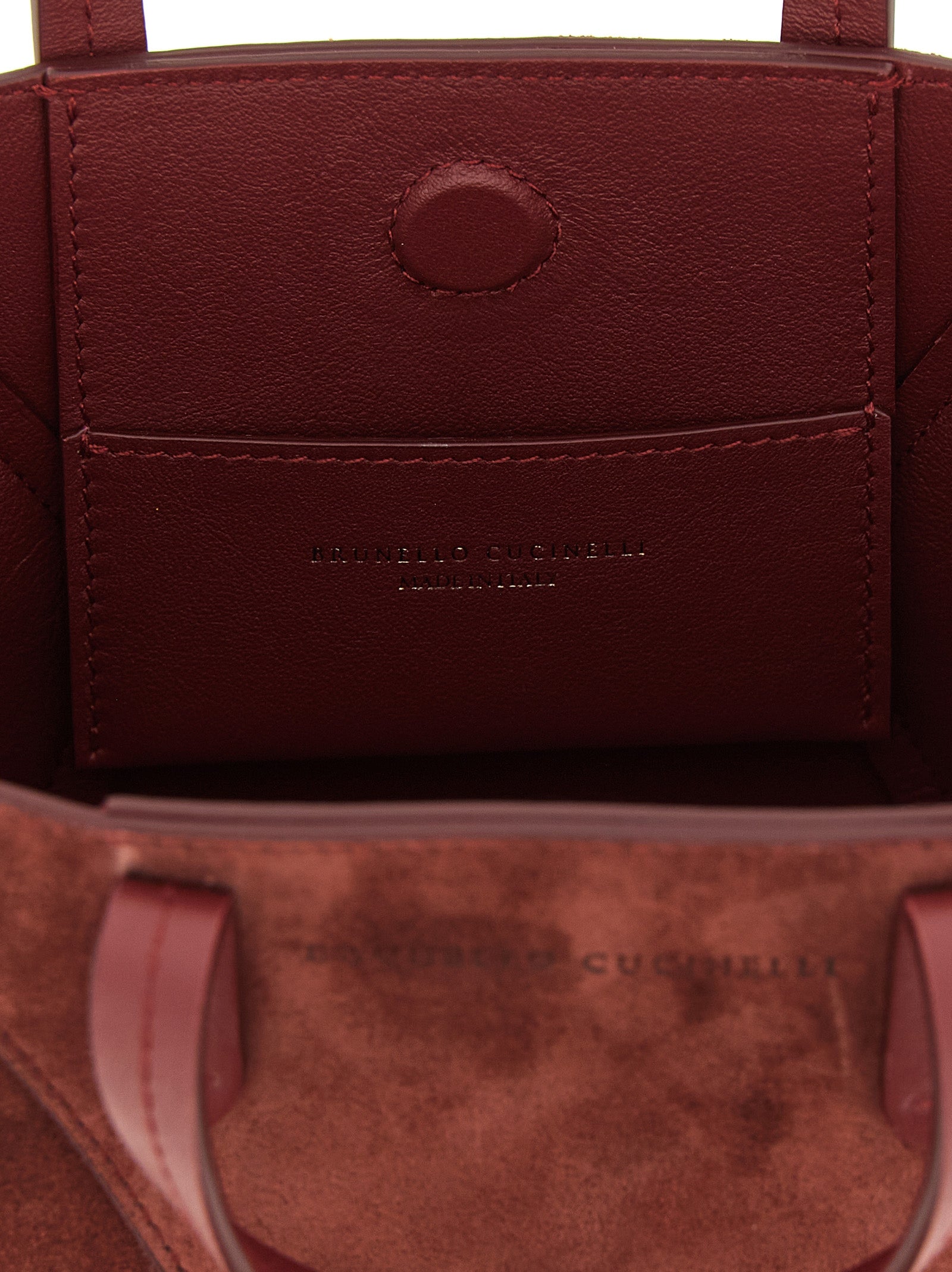 Brunello Cucinelli Handtasche aus bordeauxrotem Kalbsleder