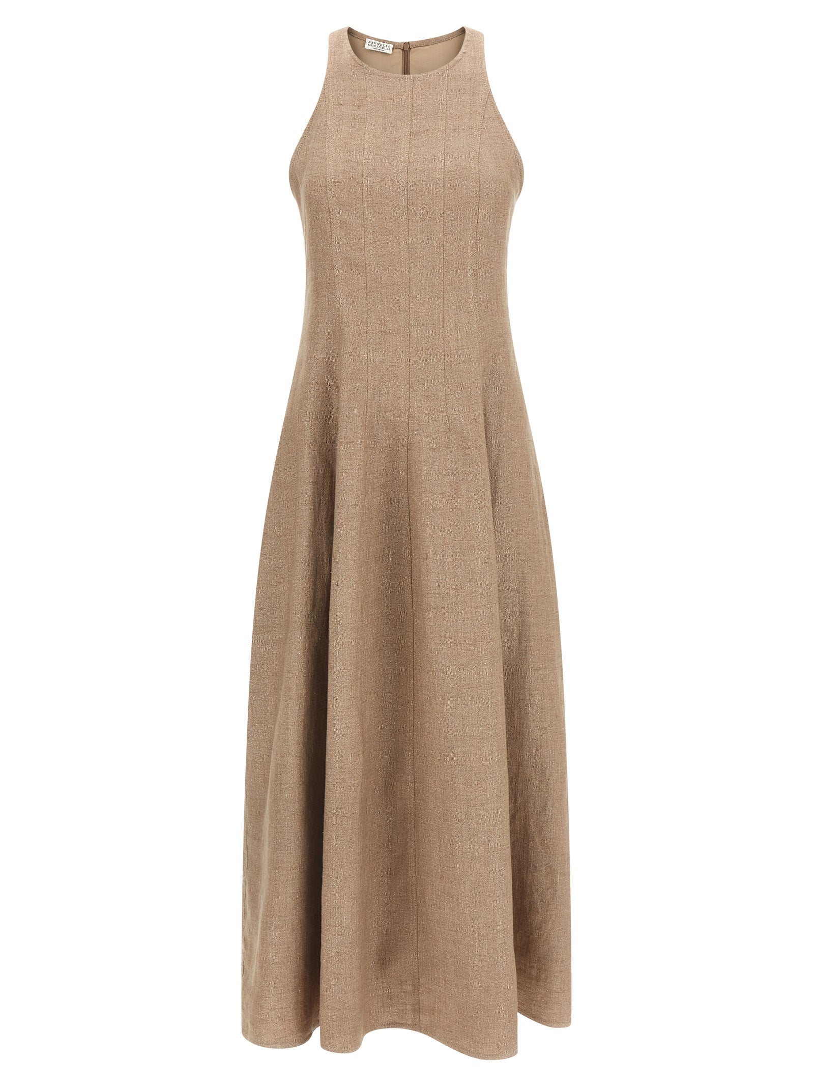 Brunello Cucinelli Langes beiges Leinenkleid