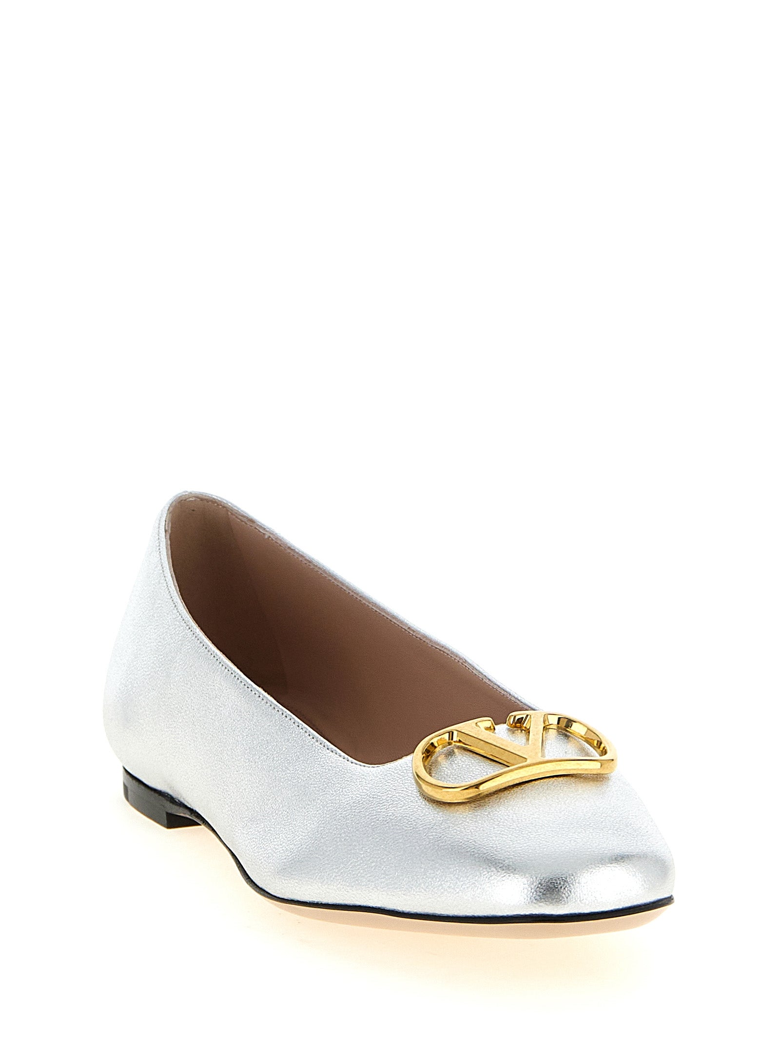 Valentino Garavani Ballerinas aus Lammleder in Silber