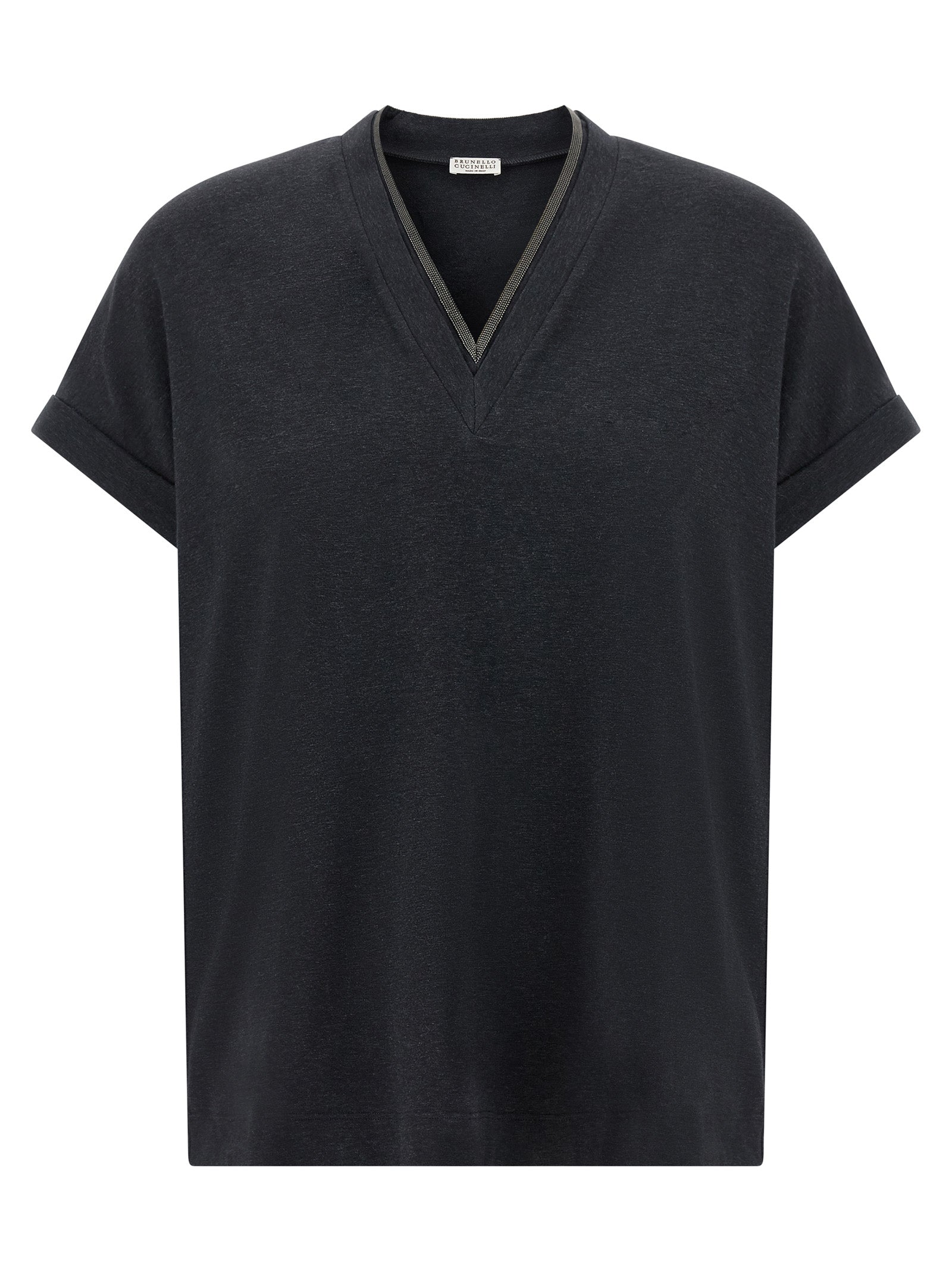 Brunello Cucinelli Graues Baumwoll-T-Shirt