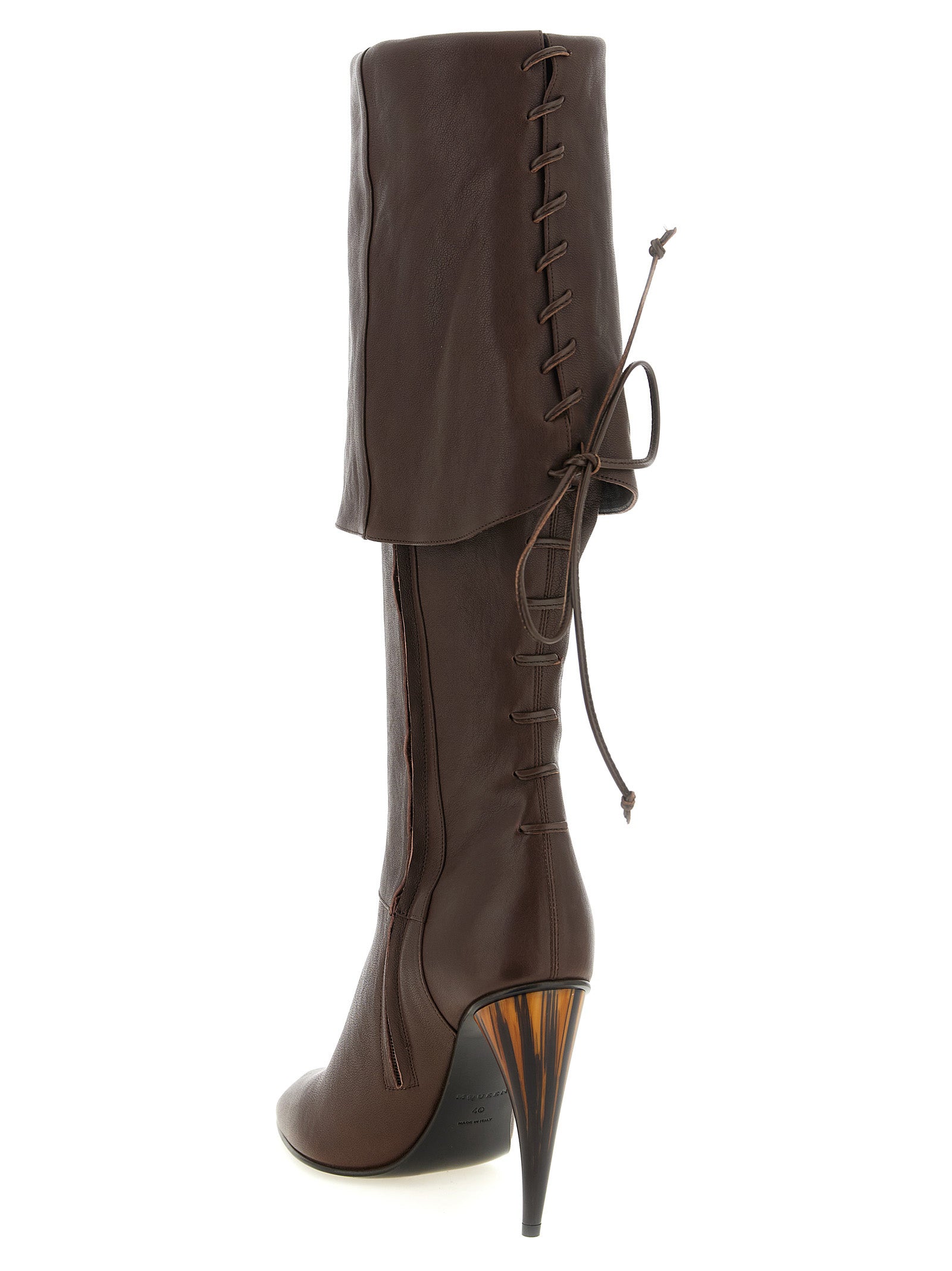 Alexander McQueen Braun Lammleder Over The Knee