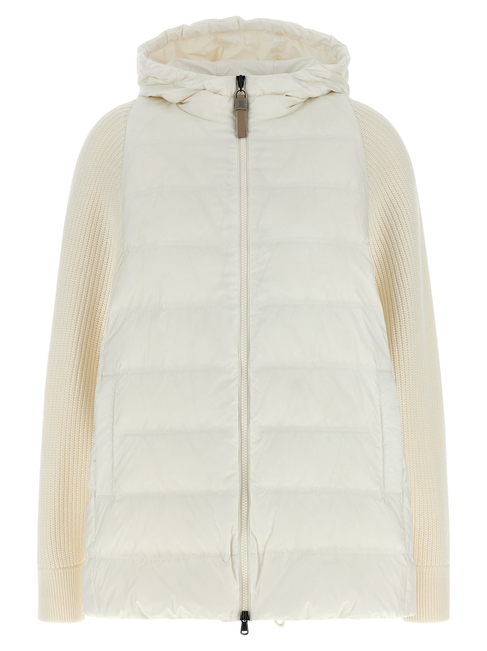 Brunello Cucinelli Weiße Polyester-Jacke in voller Länge