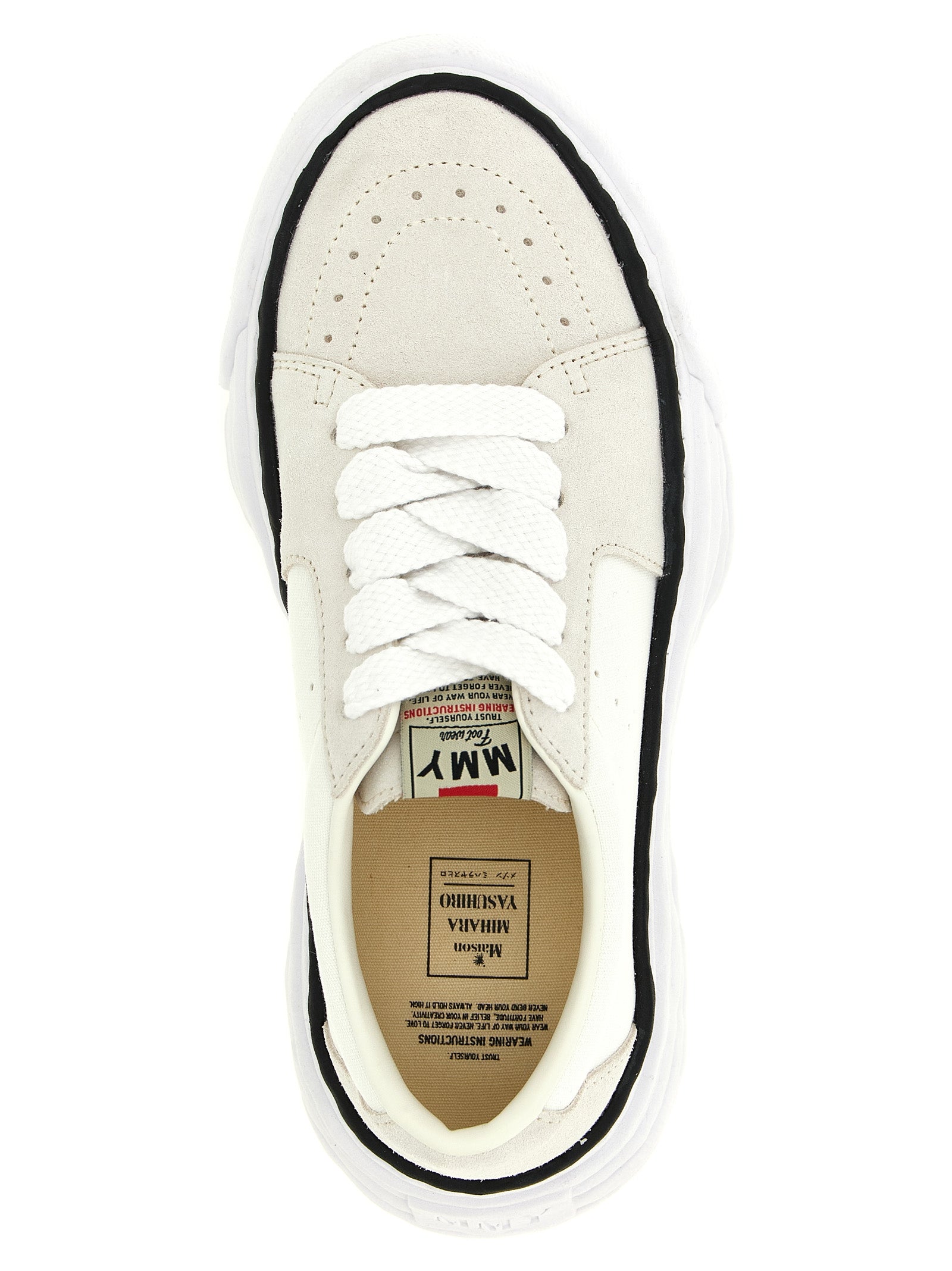 Maison Mihara Yasuhiro Weiße Plateau-Sneaker aus Rindsleder