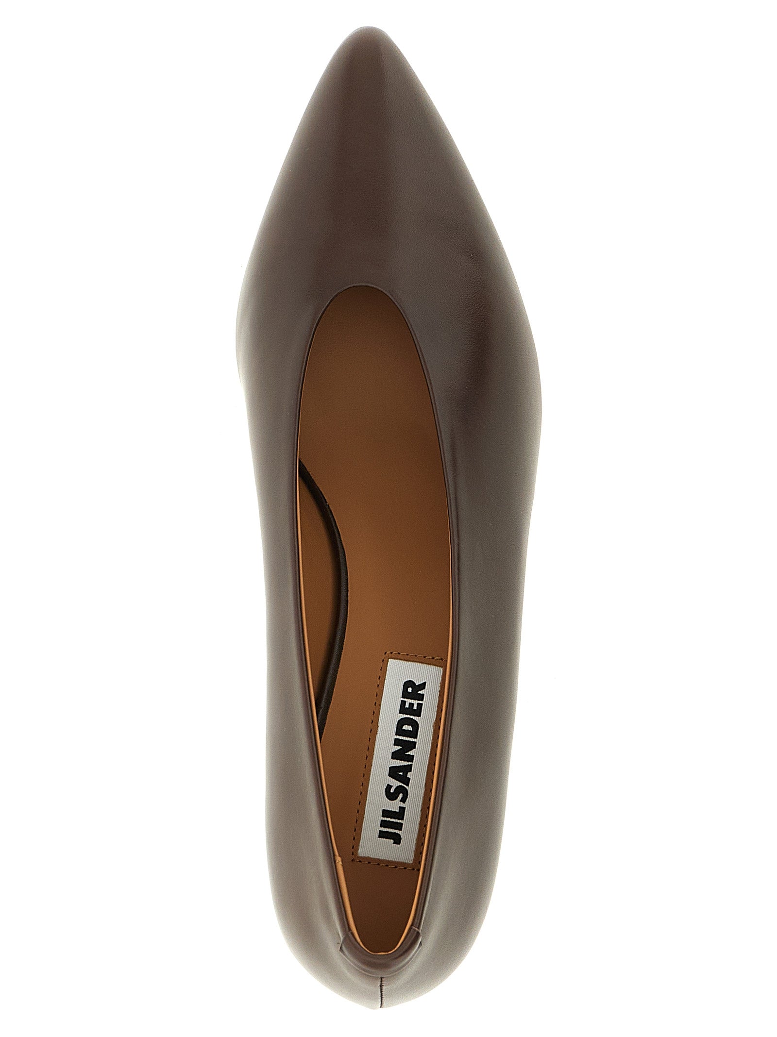 Jil Sander Braune Pumps aus Kalbsleder mit mittlerem Absatz
