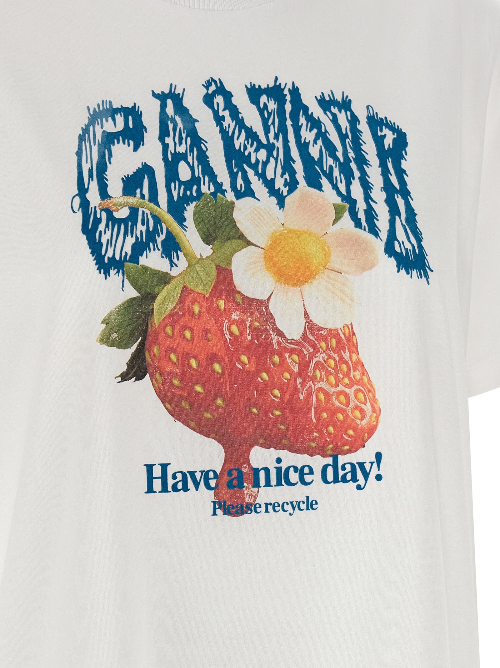 Ganni Weißes T-Shirt aus Bio-Baumwolle
