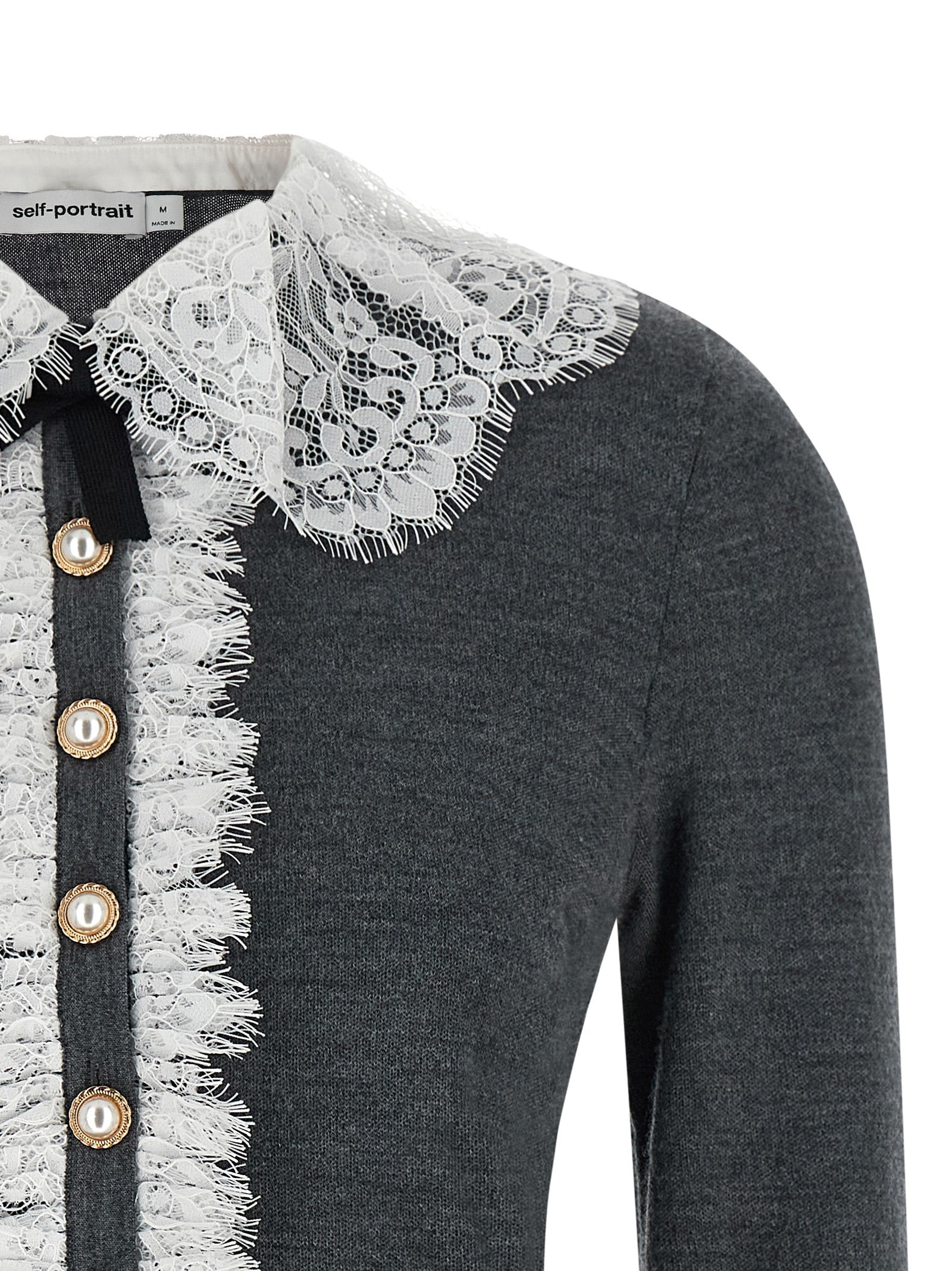 Self-Portrait Grauer Wollcardigan