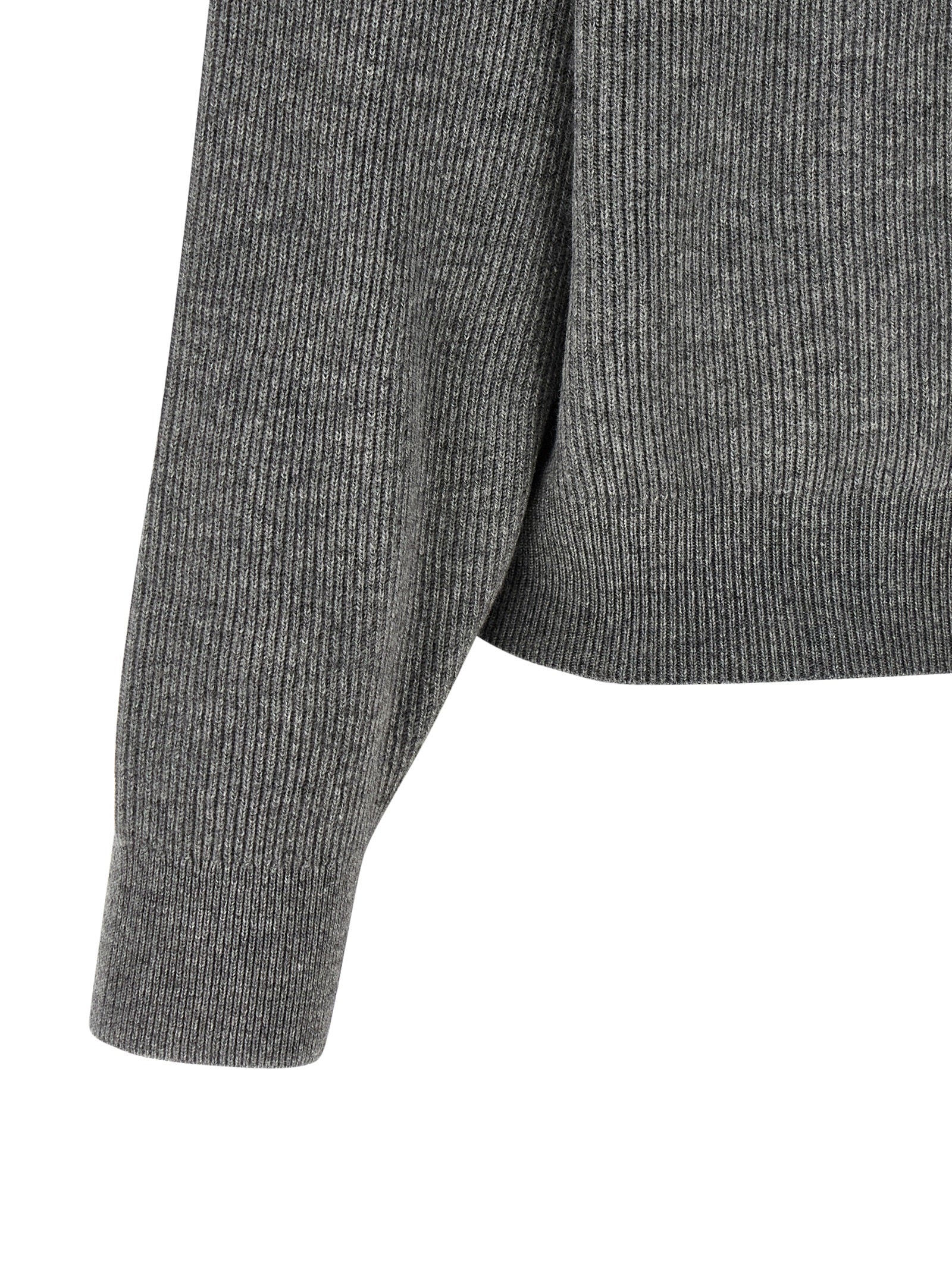 Brunello Cucinelli Grauer Cardigan aus reiner Schurwolle