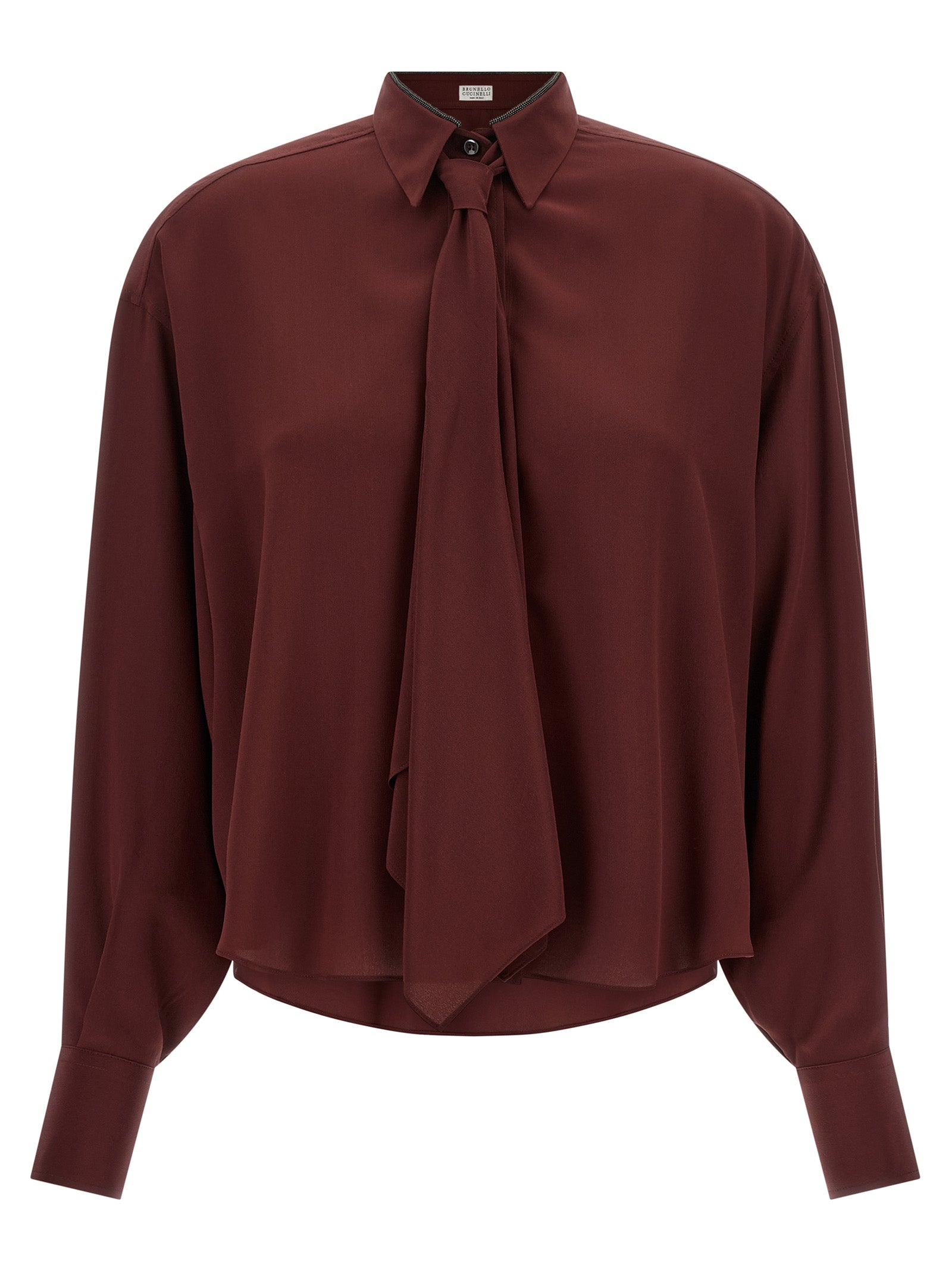 Brunello Cucinelli Seidenbluse in Bordeaux