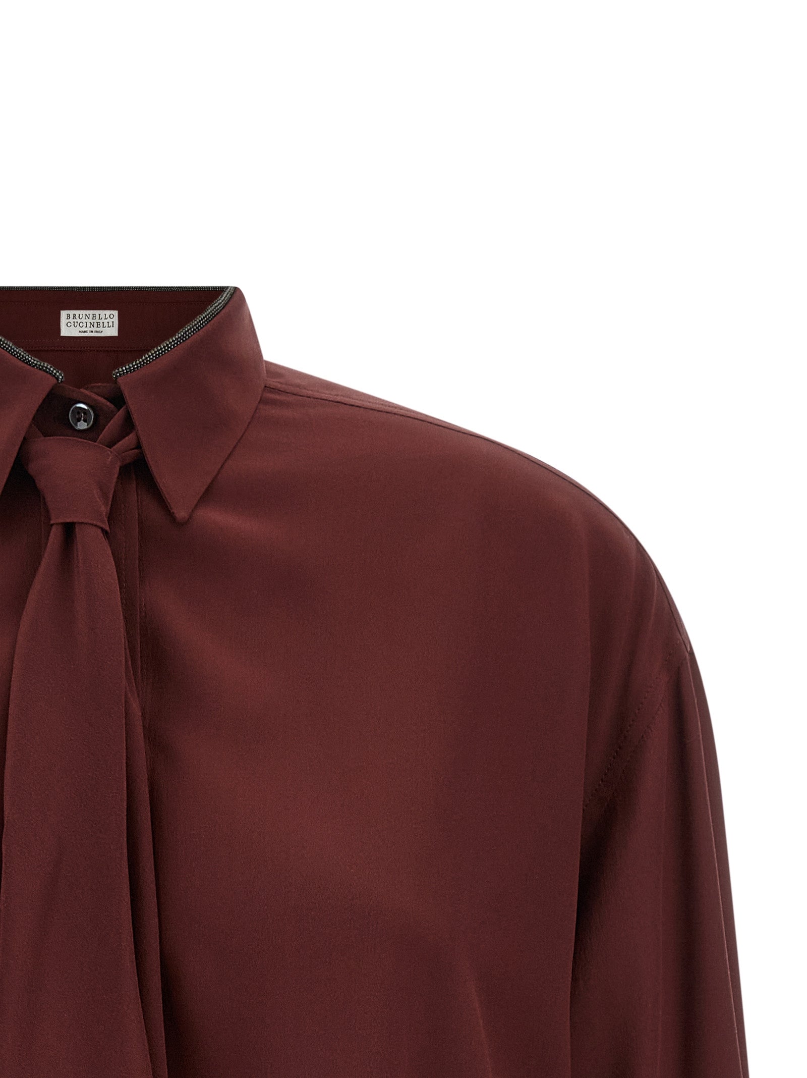 Brunello Cucinelli Seidenbluse in Bordeaux