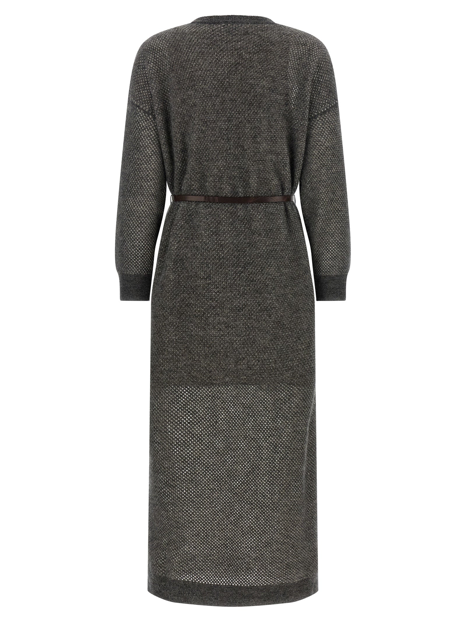 Brunello Cucinelli Graues Wollkleid Midi