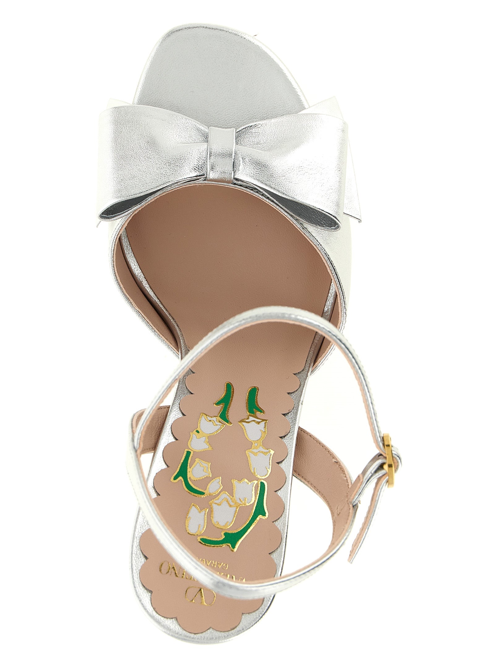 Valentino Garavani Silberne Leder-Stiletto-Sandalen