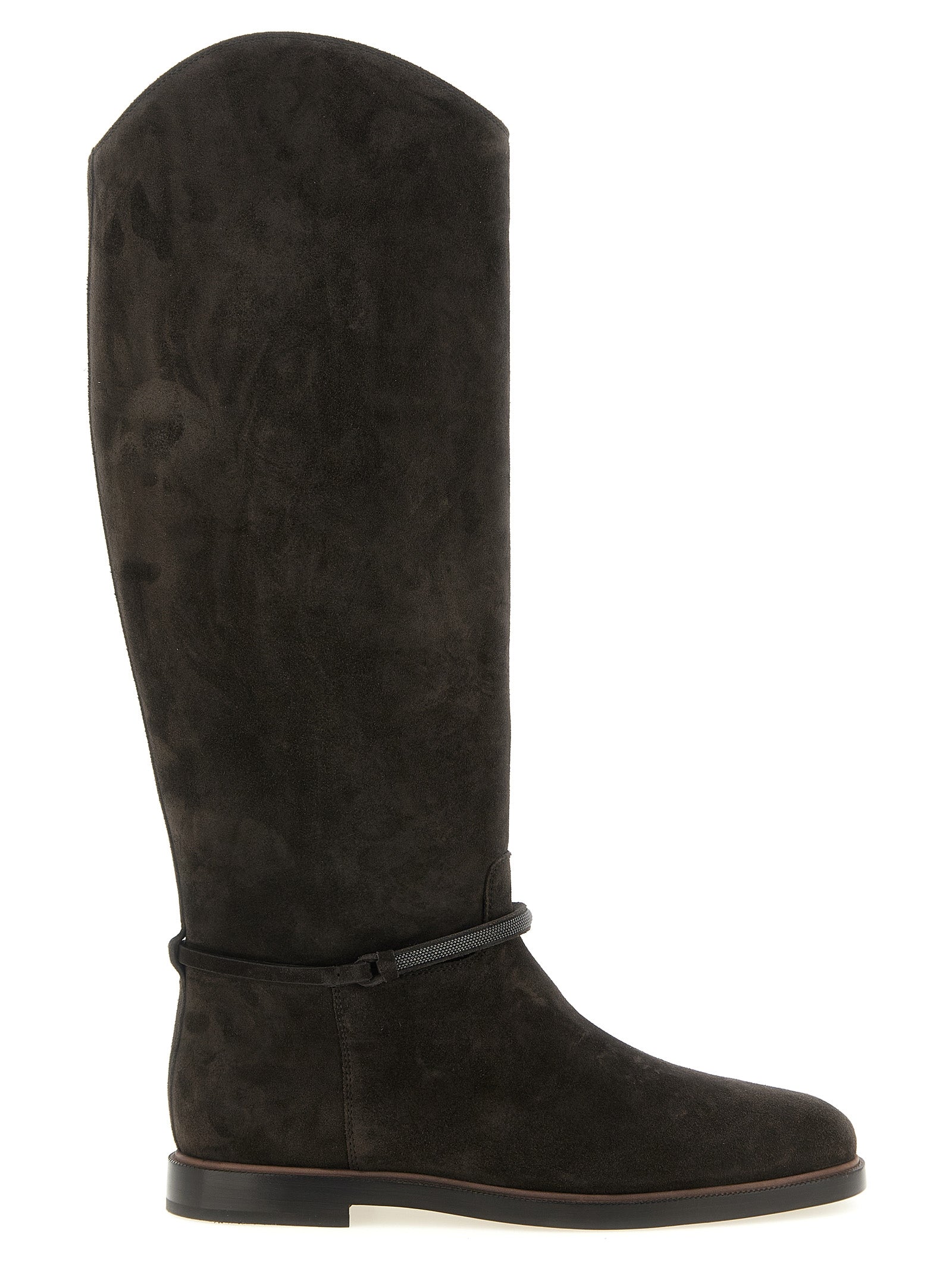Brunello Cucinelli Schwarzes Kalbsleder Over-the-Knee