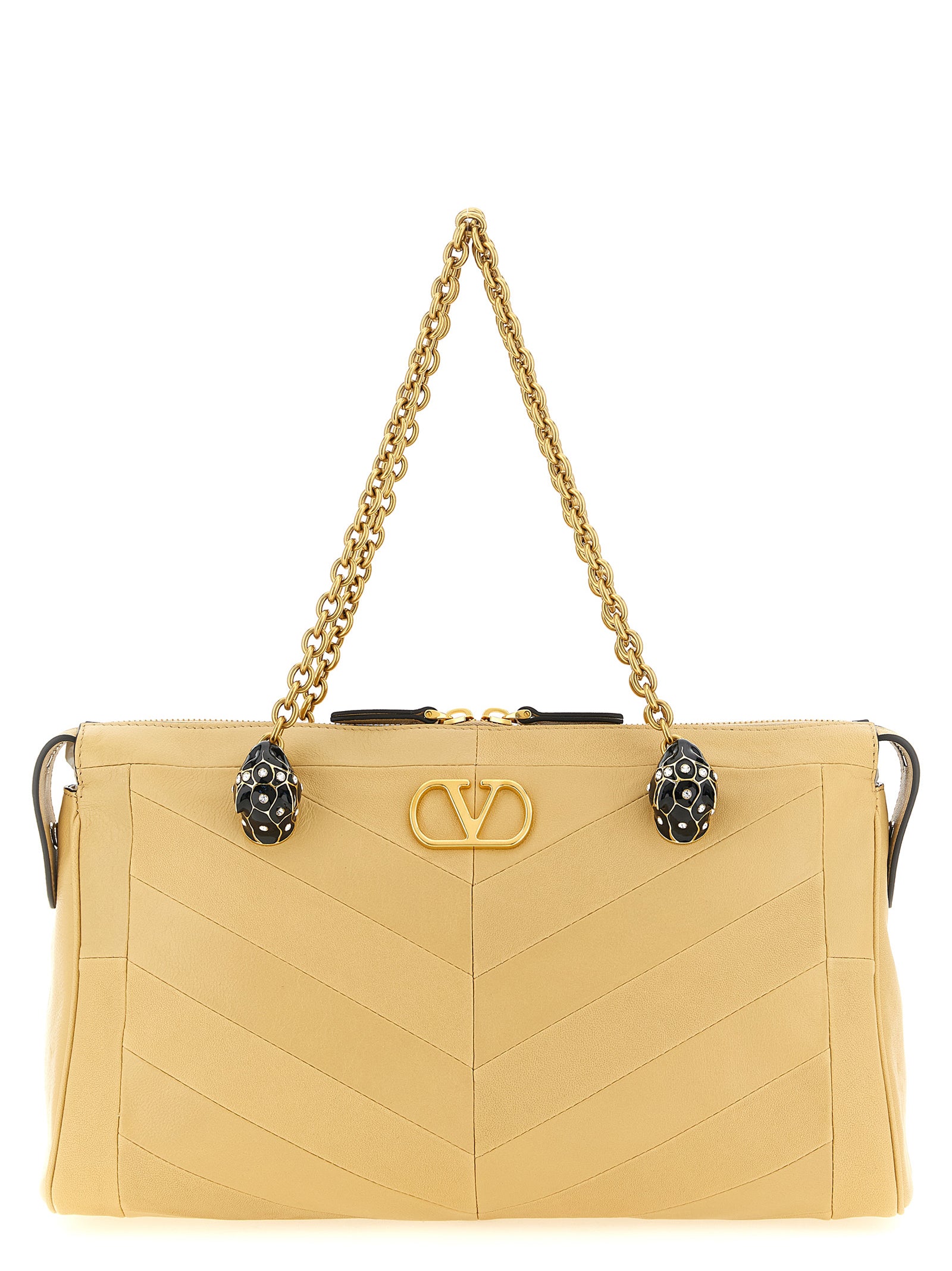 Valentino Garavani Beige Lammleder-Schultertasche