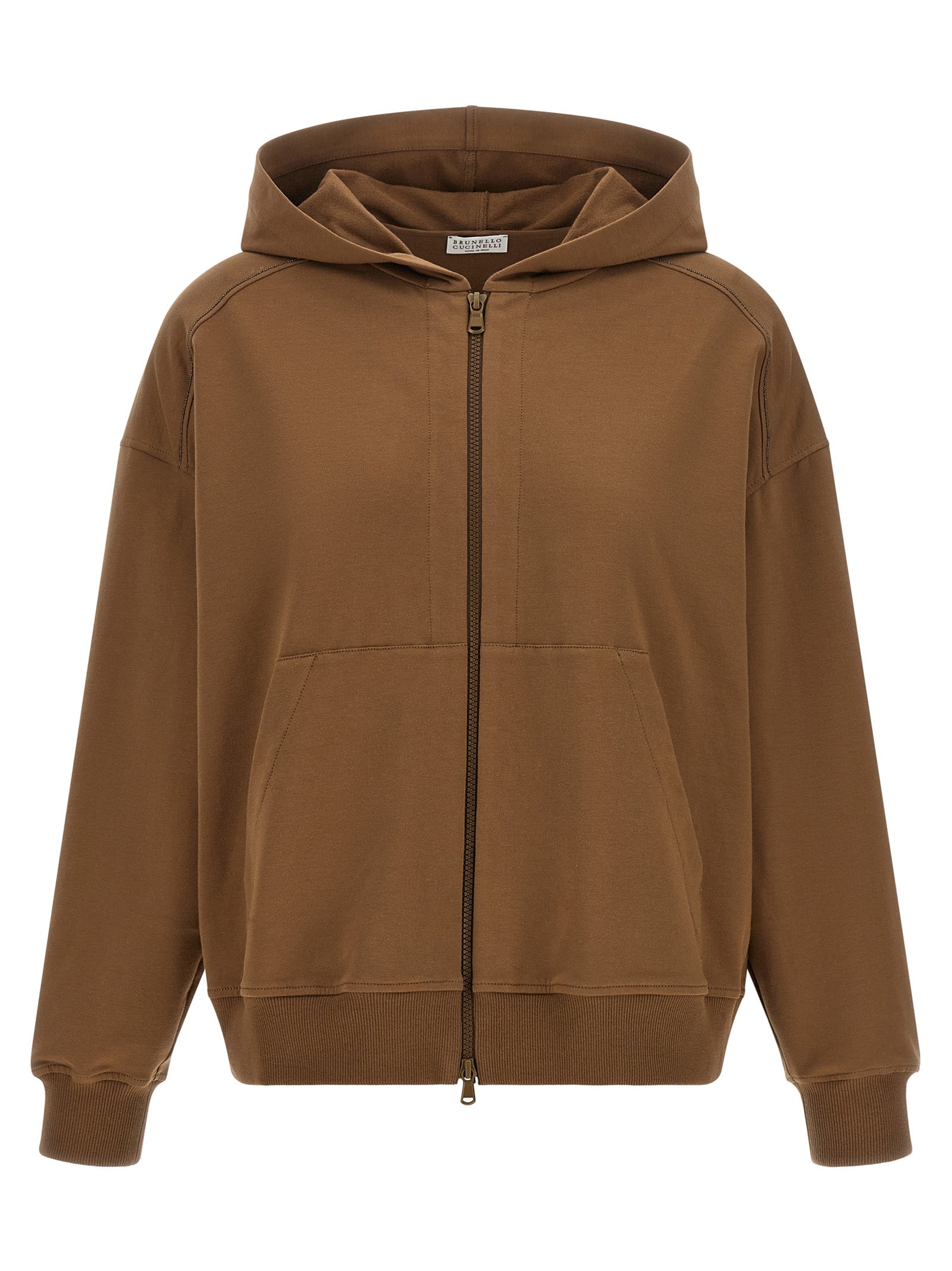 Brunello Cucinelli Brauner Baumwoll-Kapuzenpullover