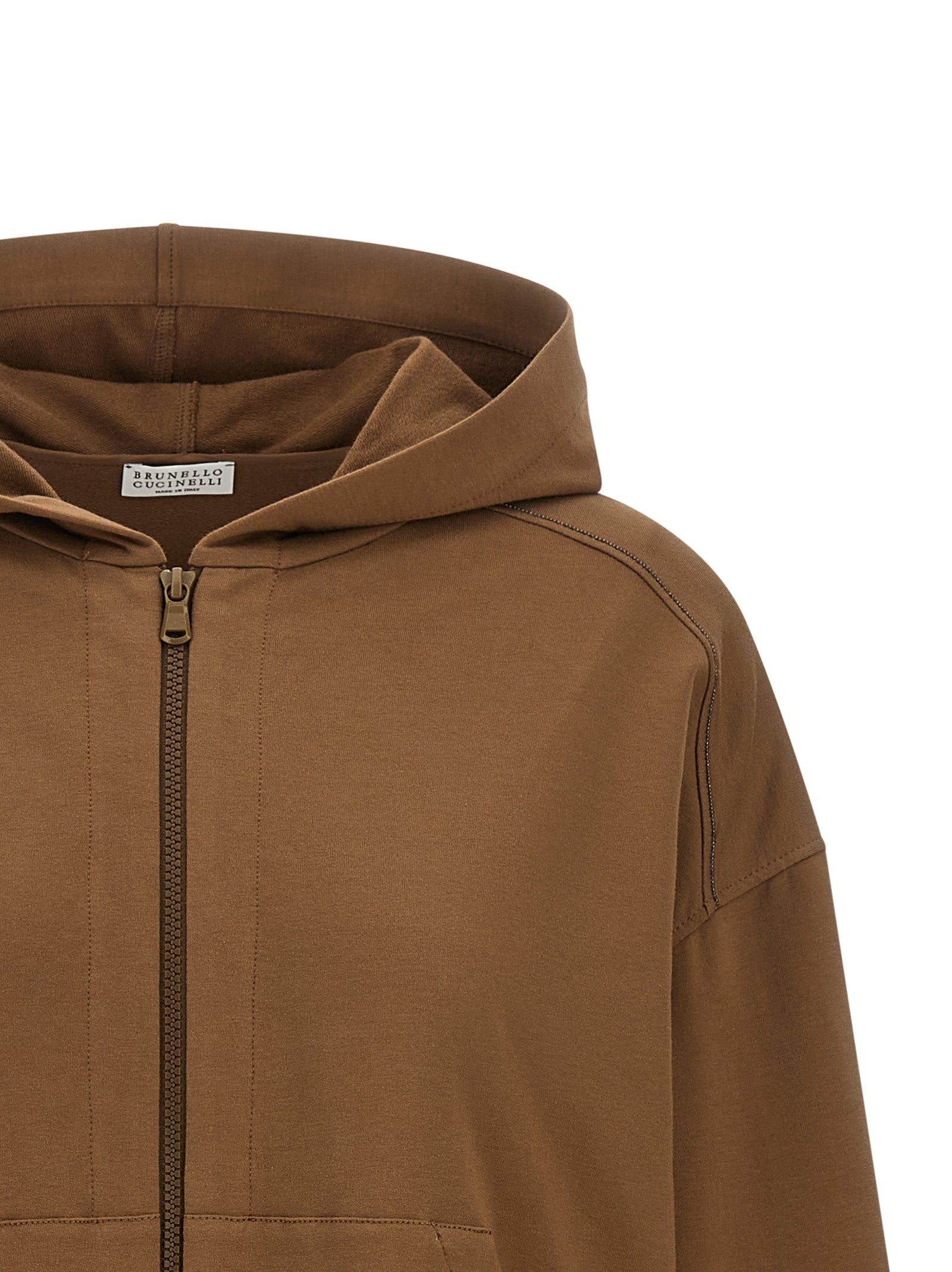 Brunello Cucinelli Brauner Baumwoll-Kapuzenpullover