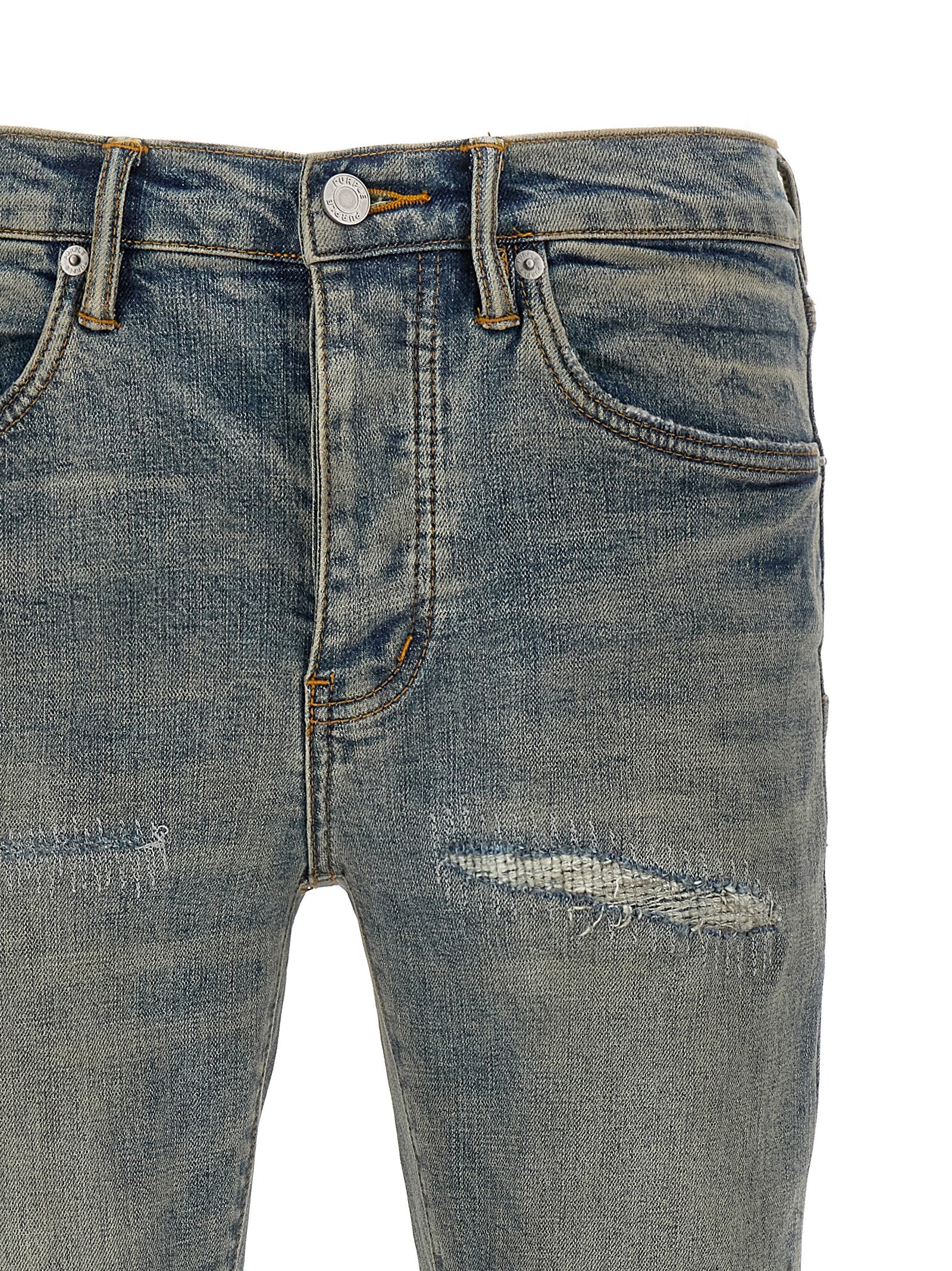 PURPLE Blaue Baumwoll-Jeans im Slim Fit