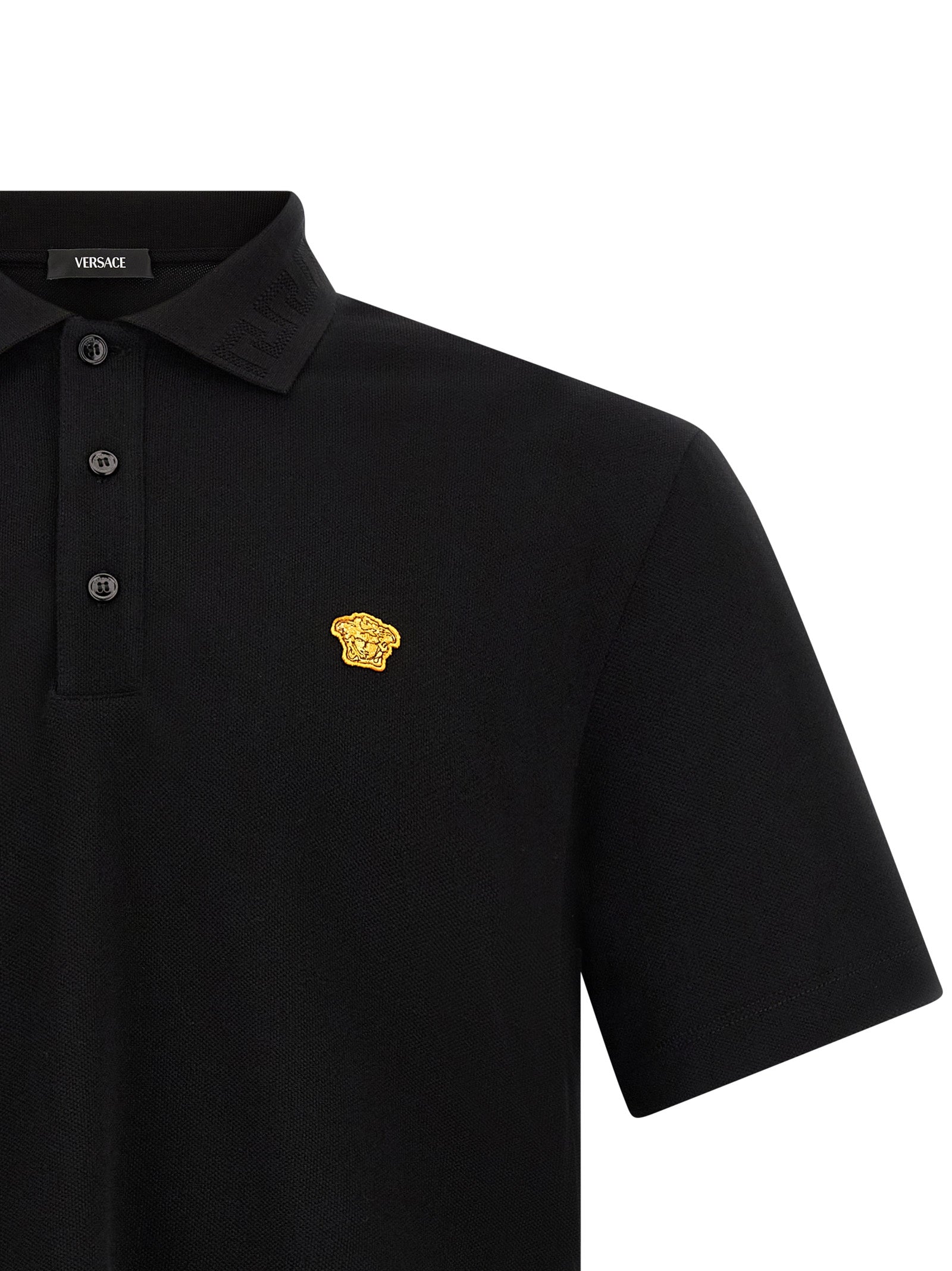 Versace Schwarzes Baumwoll-Poloshirt