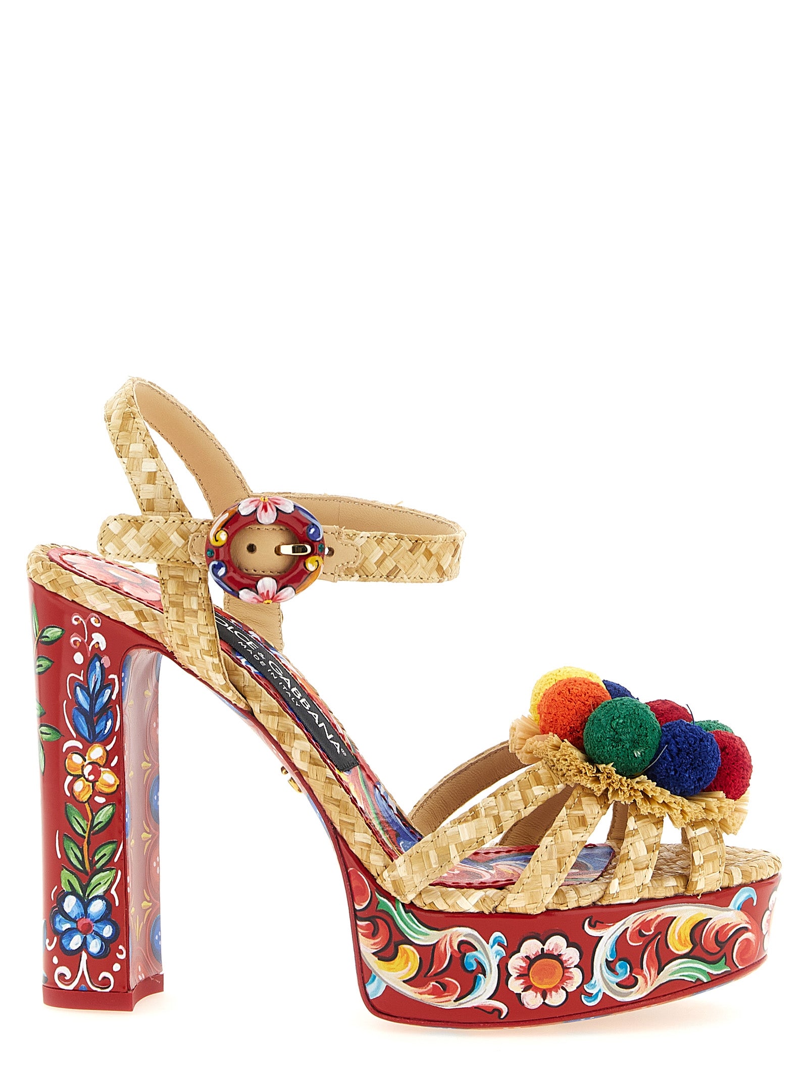 Dolce & Gabbana Mehrfarbige Sandalen aus Viskose mit Stilettoabsatz