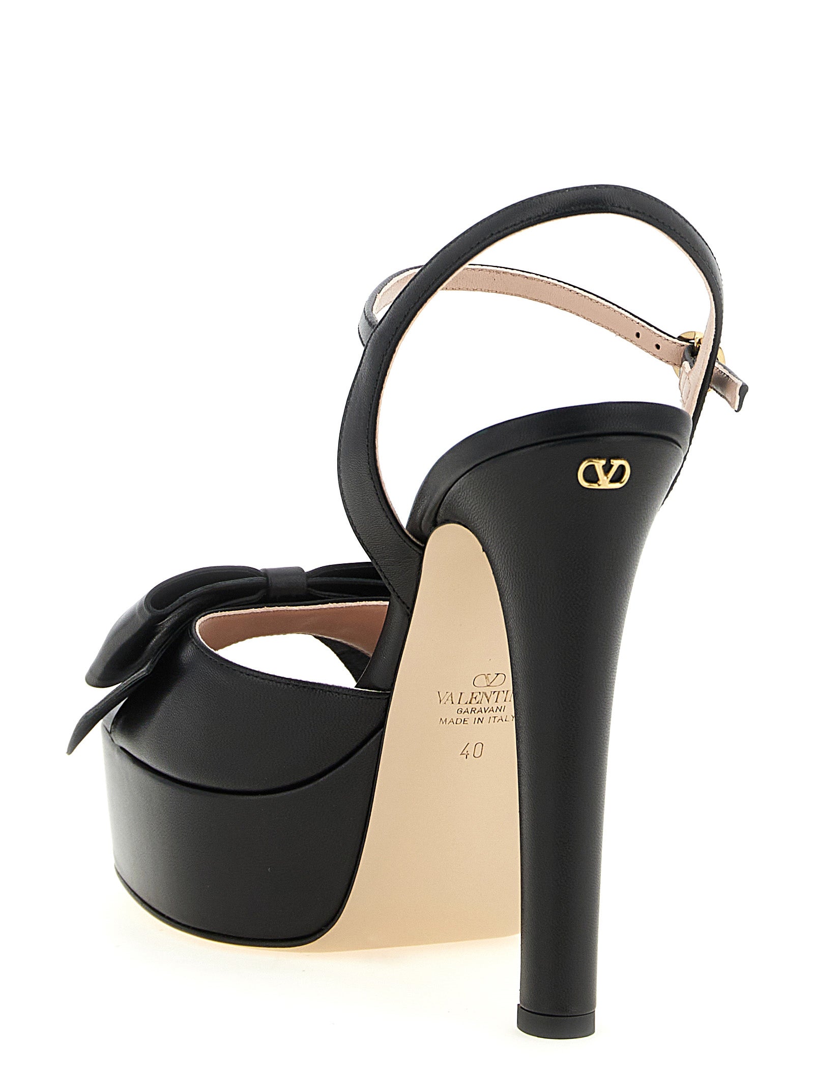 Valentino Garavani Schwarze Stiletto-Sandalen aus Kalbsleder